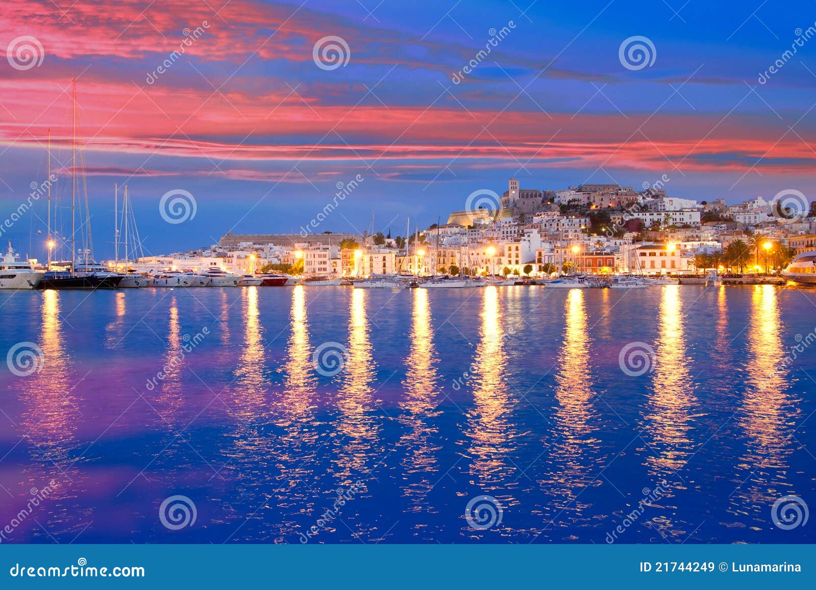 ibiza island night view of eivissa town