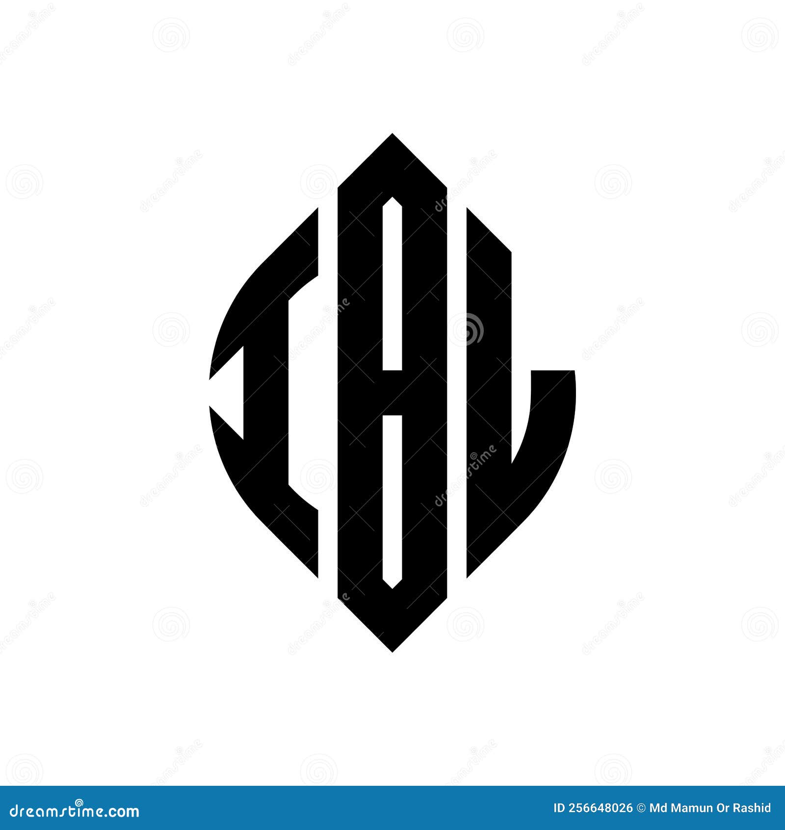 ibl circle letter logo  with circle and ellipse . ibl ellipse letters with typographic style. the three initials form a
