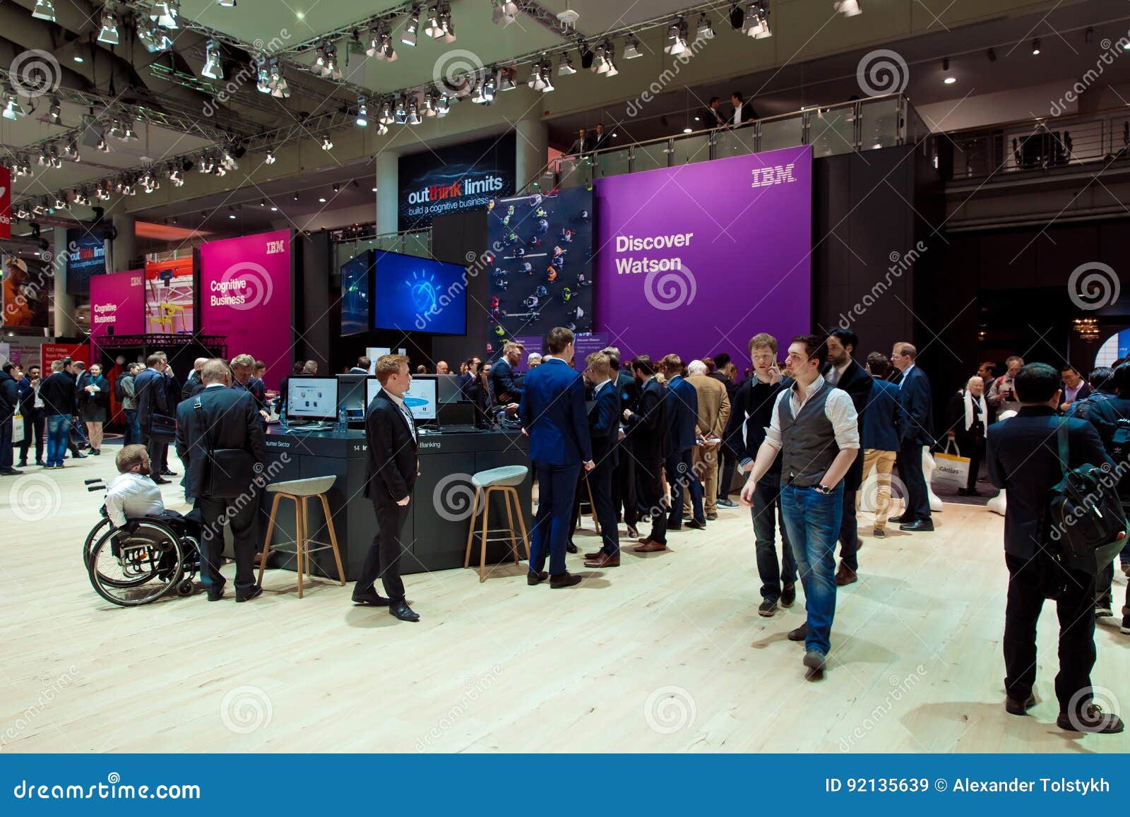 IBM Company Stand Interior on Exhibition Cebit 2017 in Hannover Messe,  Germany Editorial Stock Image - Image of system, business: 92135639