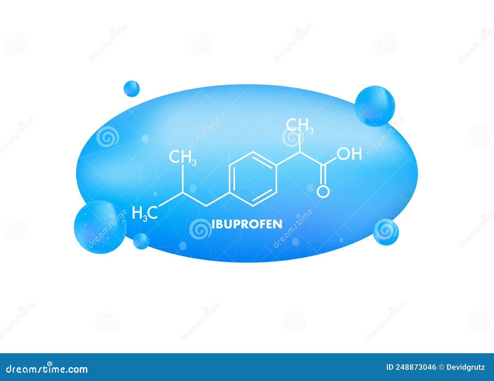 Ibuprofen Formula. Concept of Medicine and Pharmacy Stock Vector