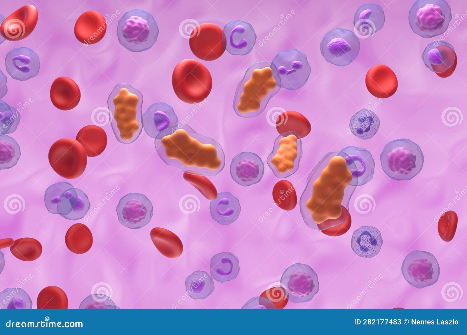 Ibuprofen Molecules in the Blood Flow Isometric View 3d Illustration