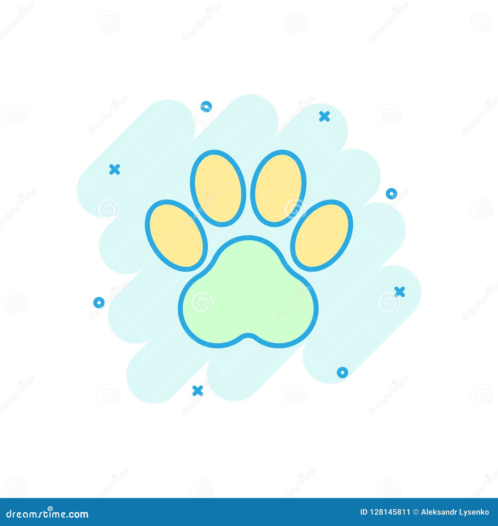 Icone Coloree Par Bande Dessinee D Impression De Patte Dans Le Style Comique Chien Chat Pa D Ours Illustration De Vecteur Illustration Du Chien Chat