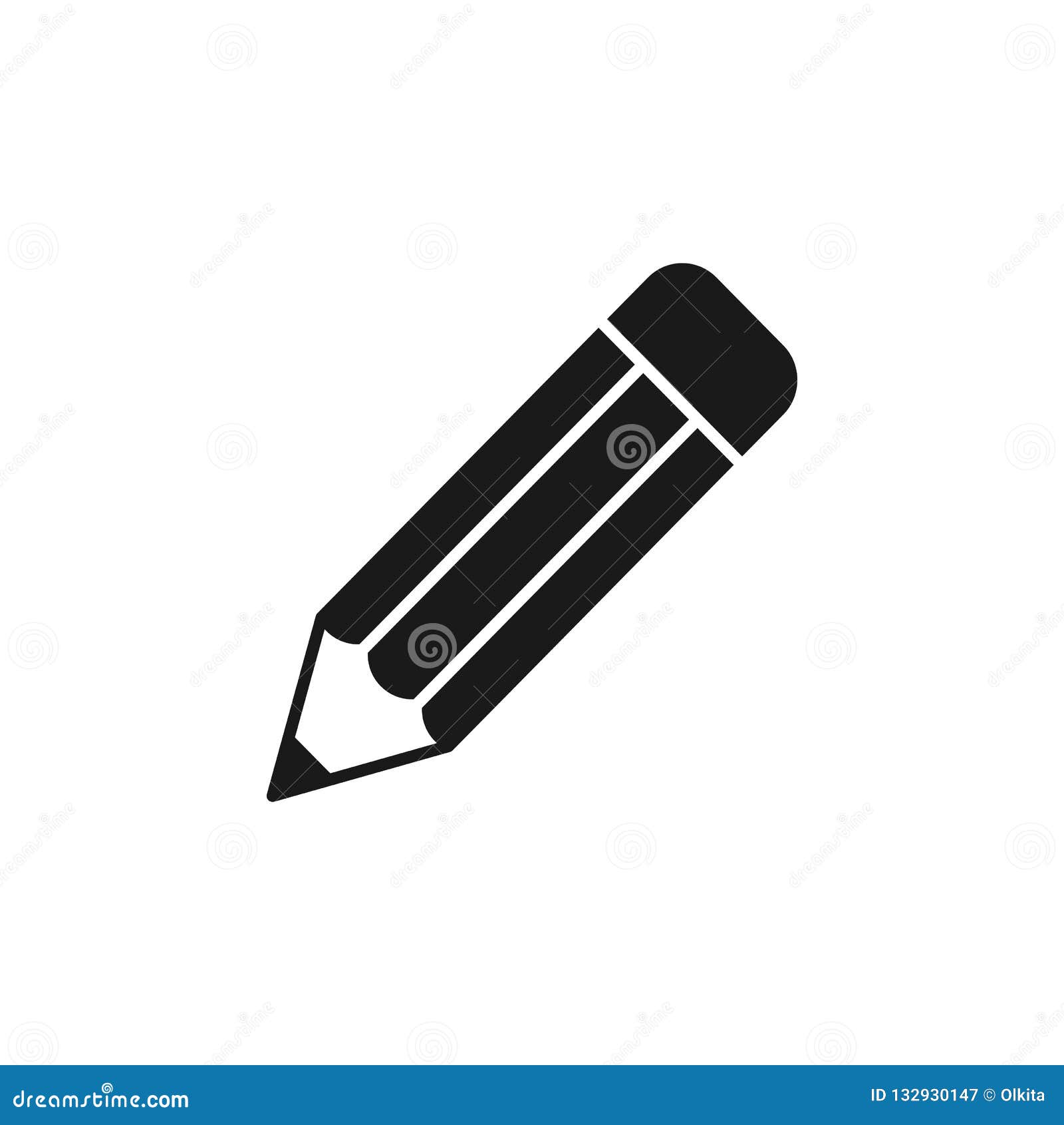 Objet De Dessin Au Crayon Dans Les Couleurs Noir Et Blancs, Icône Plate  Isolée. Clip Art Libres De Droits, Svg, Vecteurs Et Illustration. Image  60039926