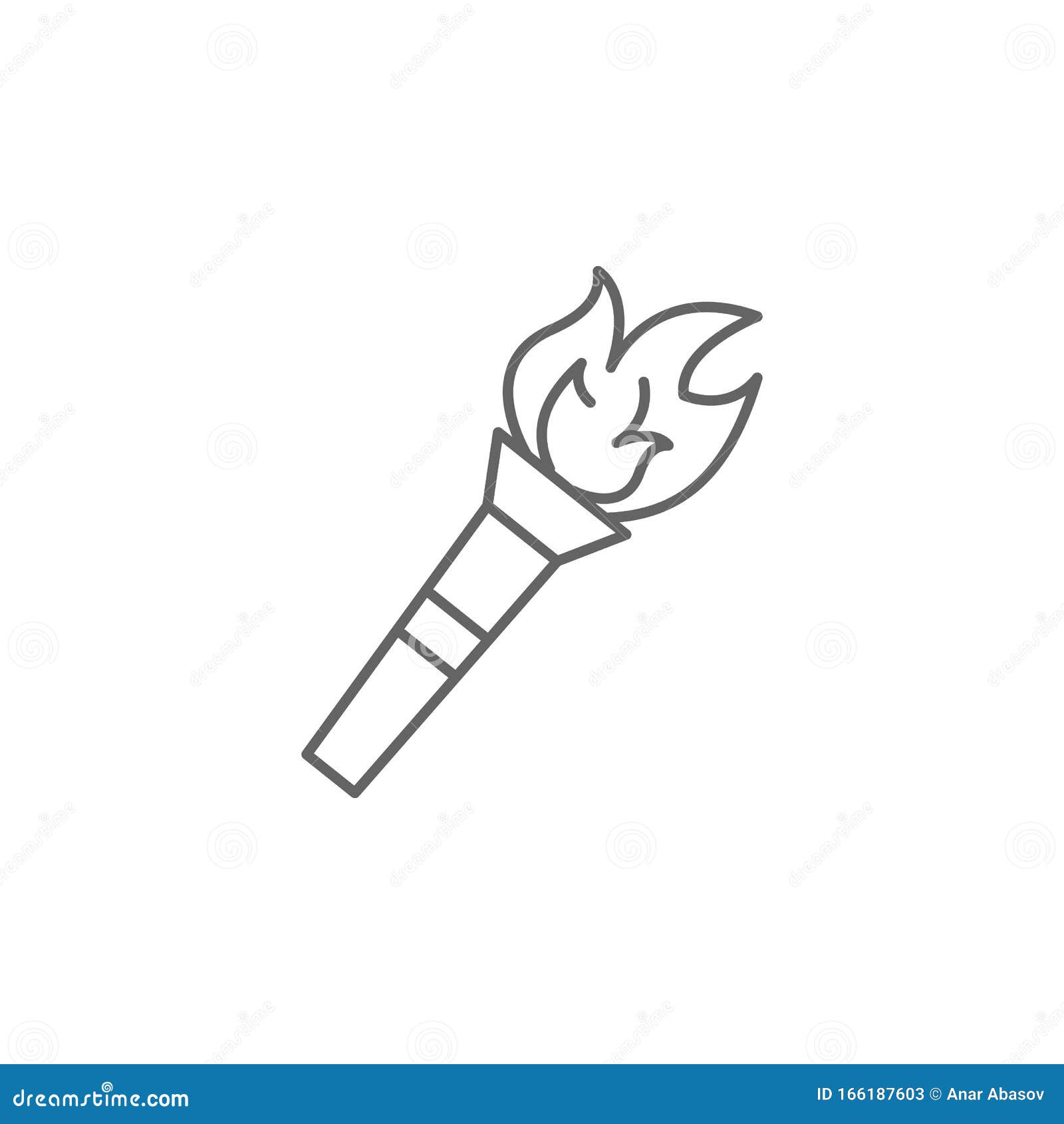 Torche Avec Flamme Brûlante Isolé Sur Fond Illustration Vectorielle Plane  De Dessin Animé