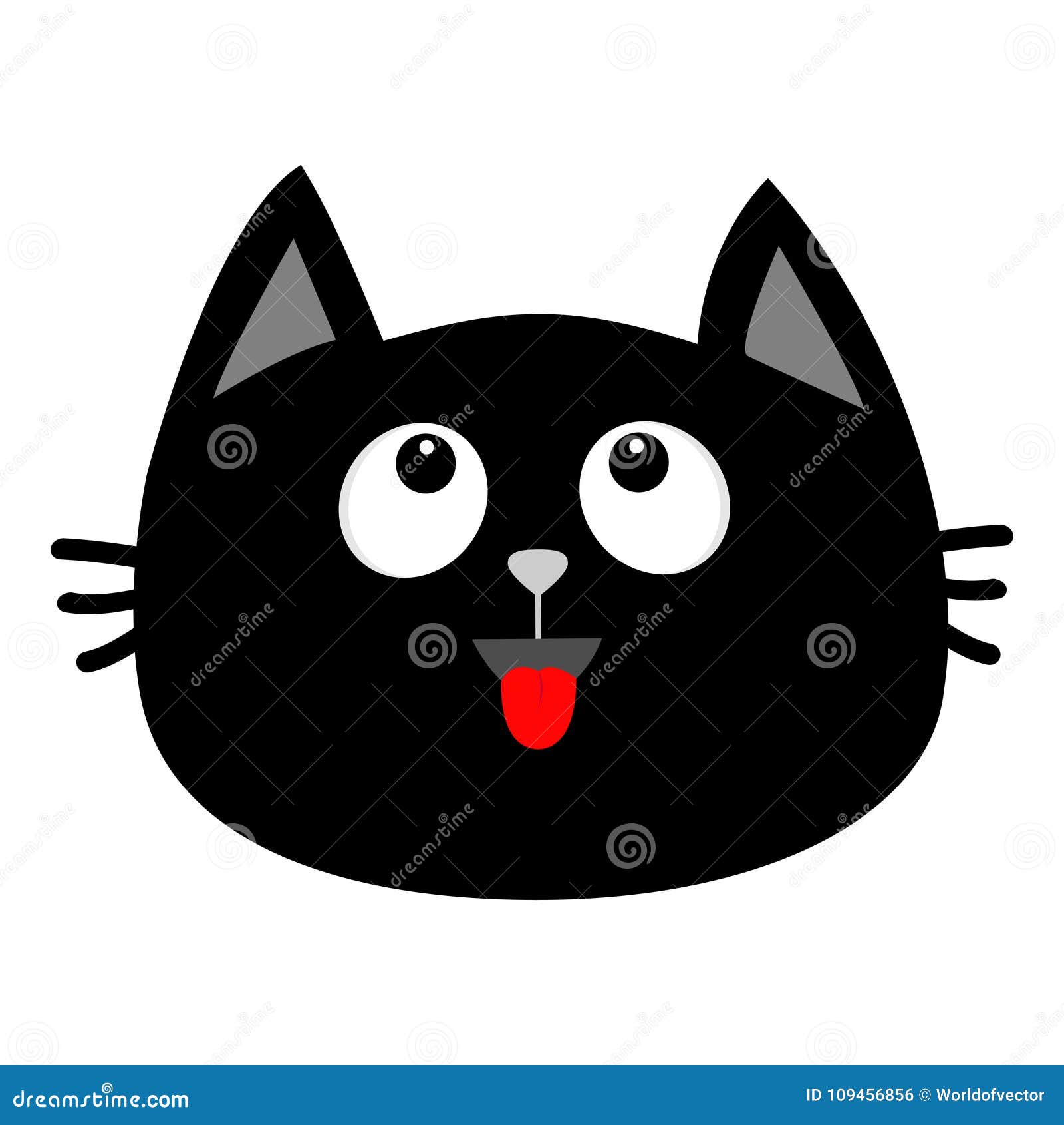 Icone De Visage De Tete De Chat Noir Recherchant Langue Rouge Emotion Etonnee Personnage De Dessin Anime Mignon Carte De Collecti Illustration De Vecteur Illustration Du Enfants Noir