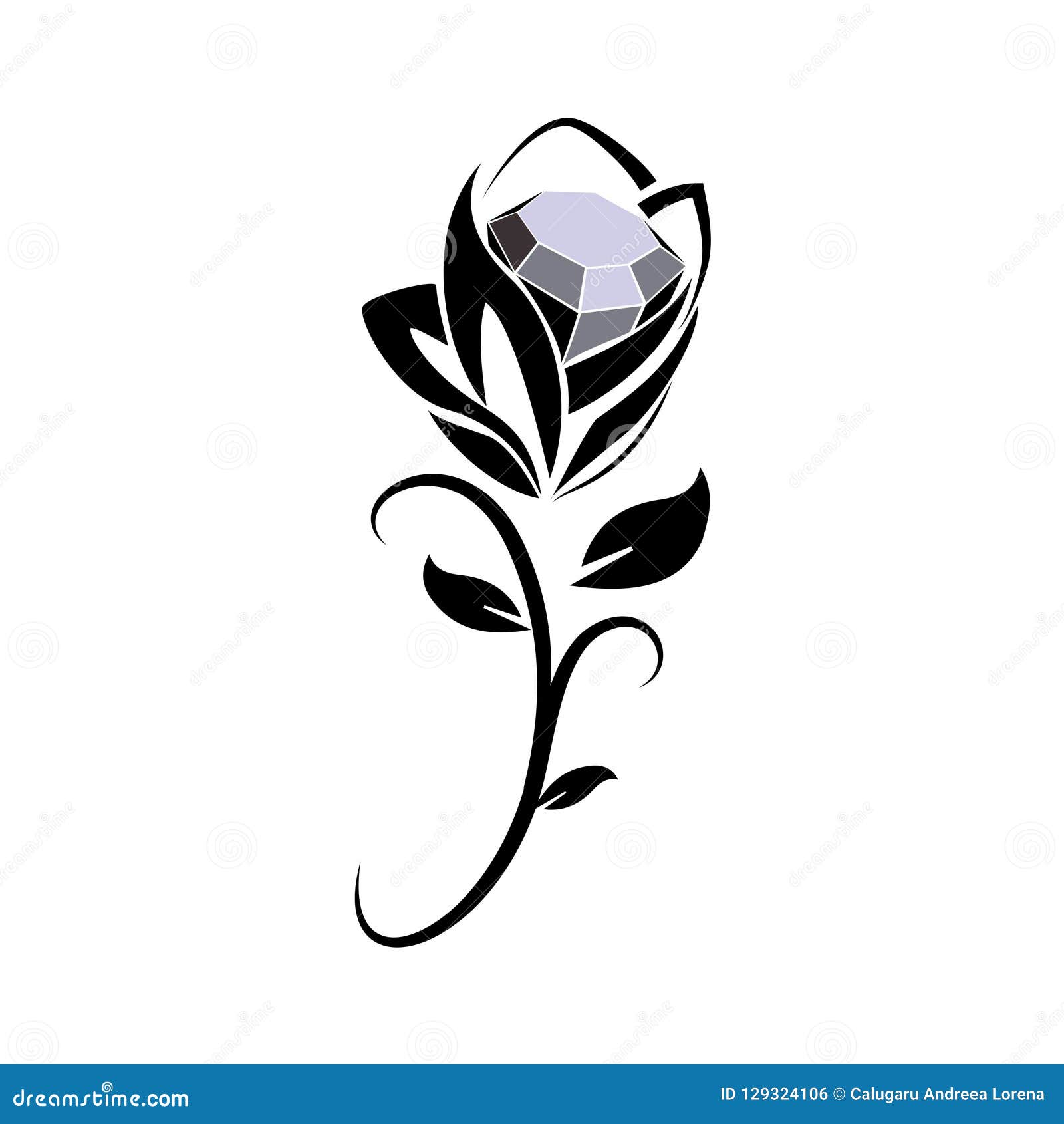 Icône Rose De Diamant Noir Illustration De Vecteur