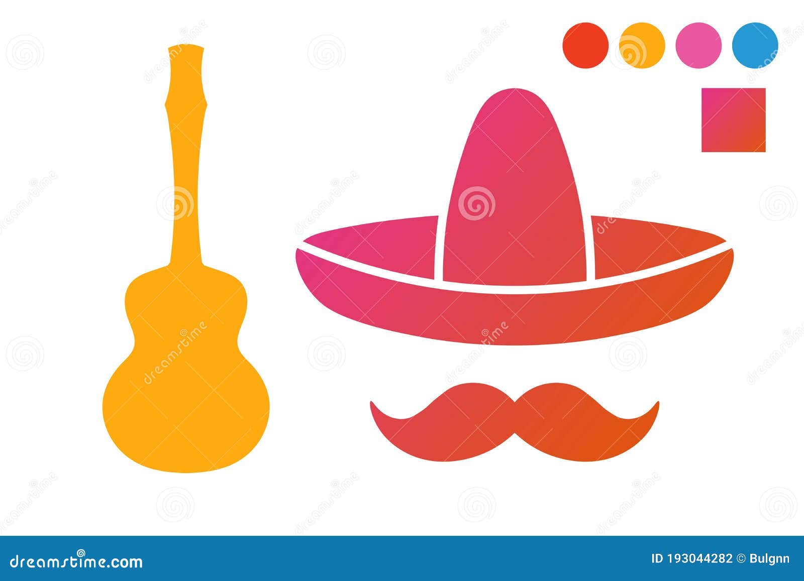 Icônes De Moustache Et De Guitare De Chapeau Réglementées Sombrero Avec La  Palette De Dégradés. Modèle Pour L'affiche De Carte De Illustration de  Vecteur - Illustration du concept, carte: 193044282