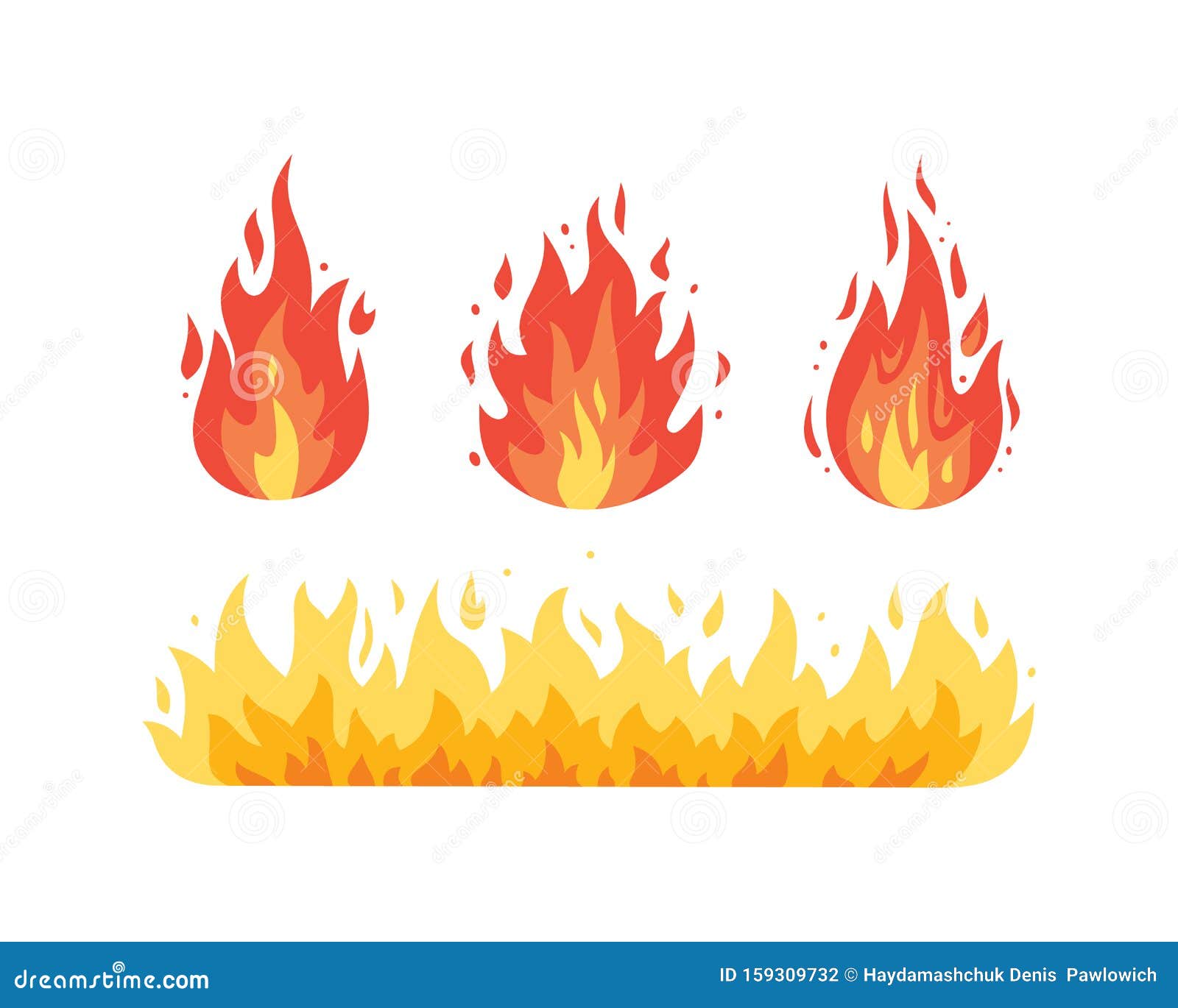 Icones Vectorielles De Flamme Dans Le Style De Dessin Anime Flammes De Formes Differentes Illustration De Vecteur Illustration Du Lumiere Orange