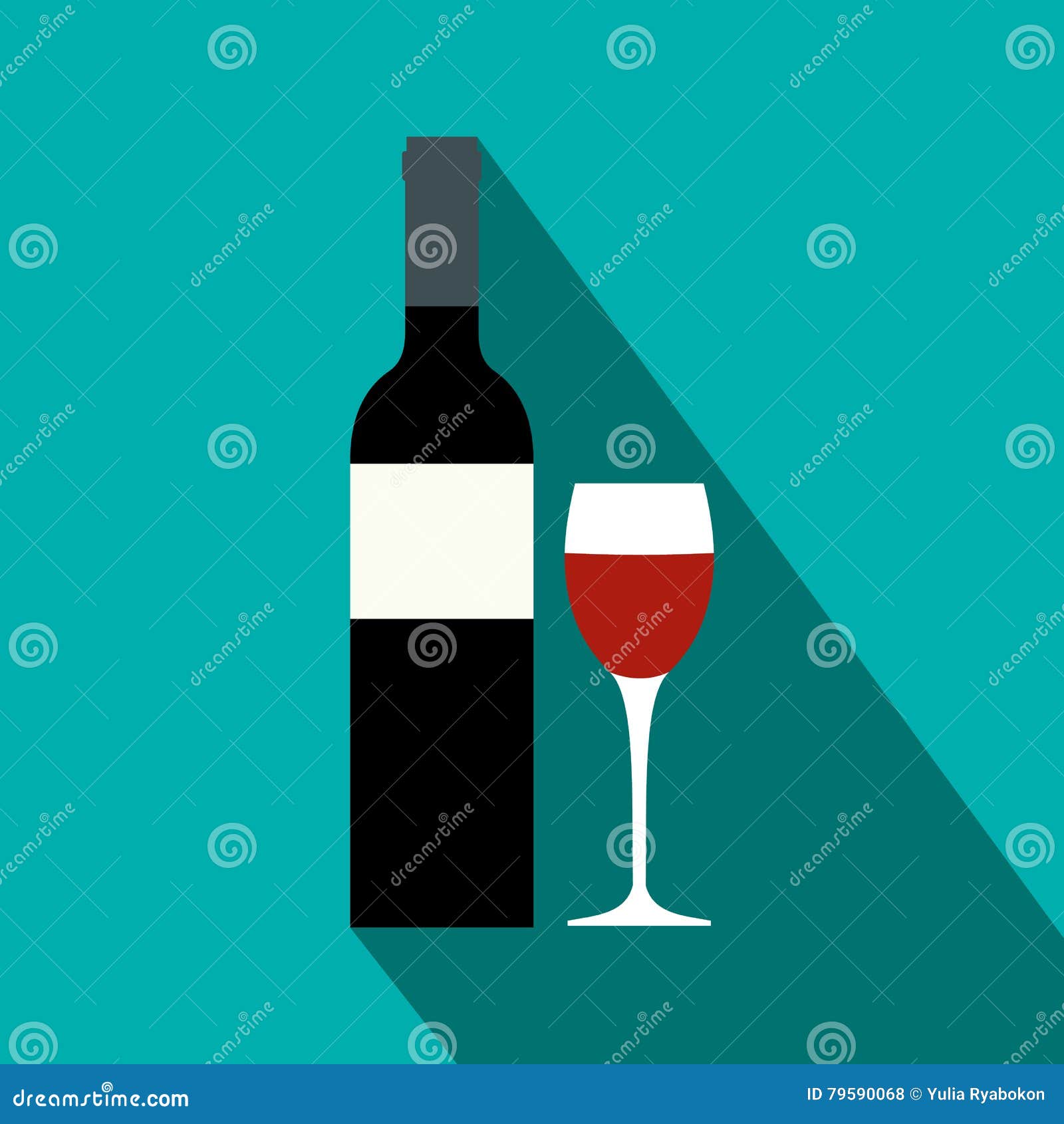 Icône De Bouteille De Vin Rouge, Style Plat Illustration de Vecteur