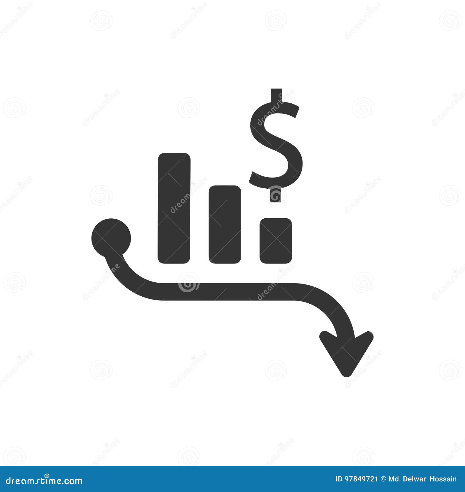 Icône de perte financière illustration de vecteur. Illustration du