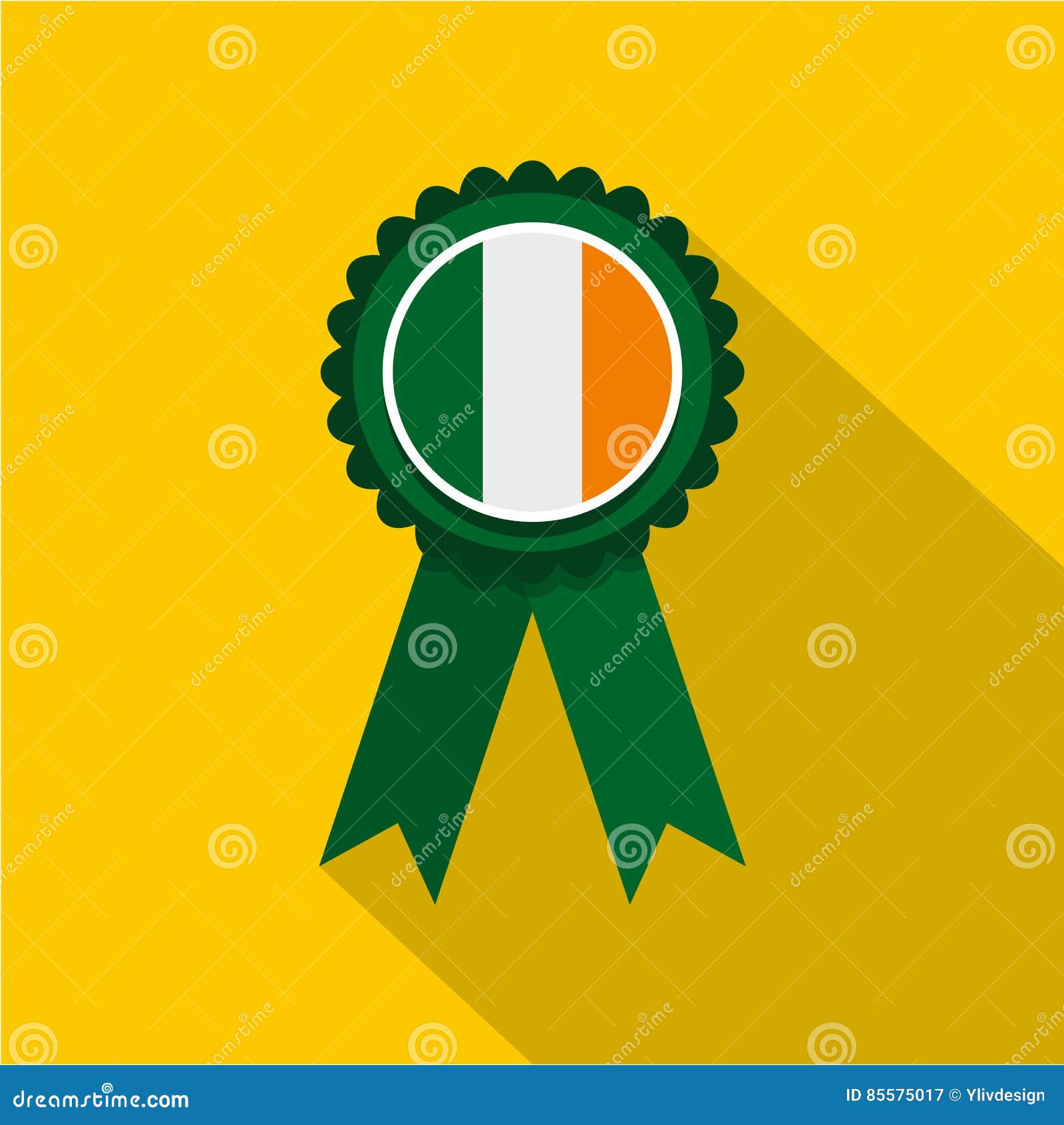 Icône De Rosette De Jour De St Patrick, Style Plat Illustration de