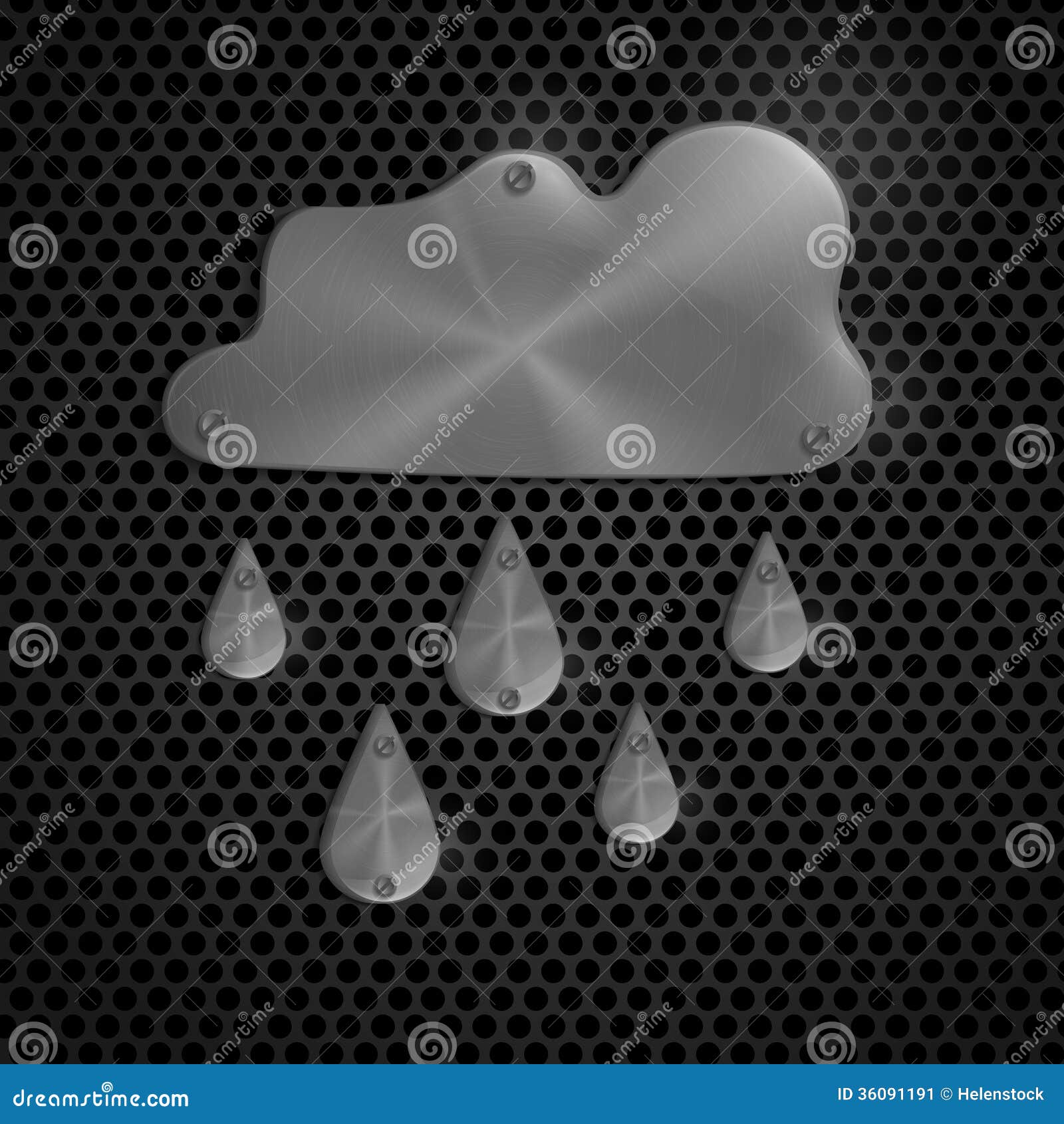 Icône de temps de nuage de pluie sur le fond abstrait de texture en métal de technologie. Illustration de vecteur. ENV 10