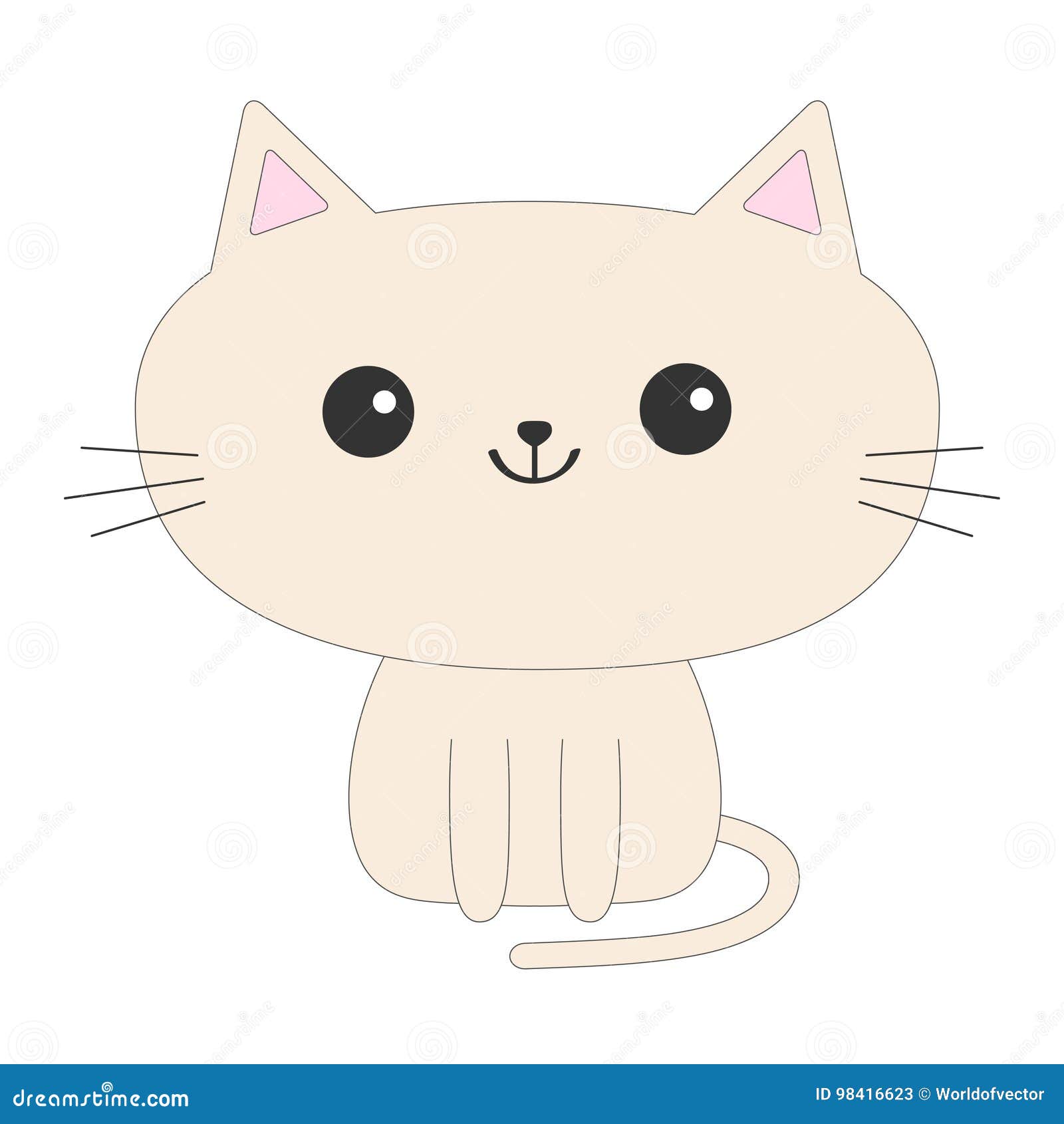 Icone Se Reposante Mignonne De Chat Personnage De Dessin Anime Drole Animal De Kawaii Queue Favori Grands Yeux Chaton De Kitty Illustration De Vecteur Illustration Du Griffonnage Beige