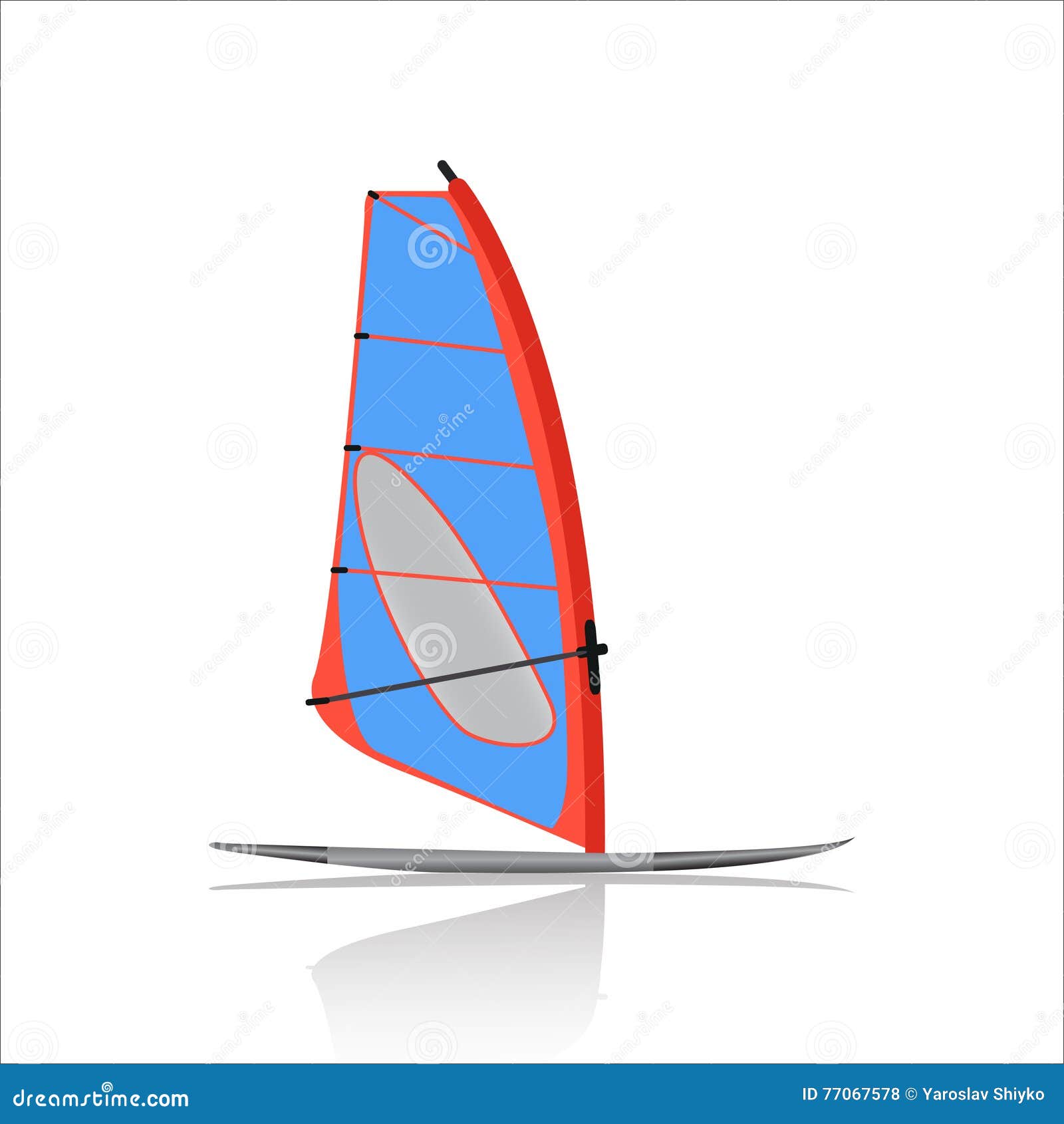 Icône, sport aquatique et divertissement de planche à voile de conseil Natation et planche à voile d'isolement sur le fond blanc Illustration de vecteur