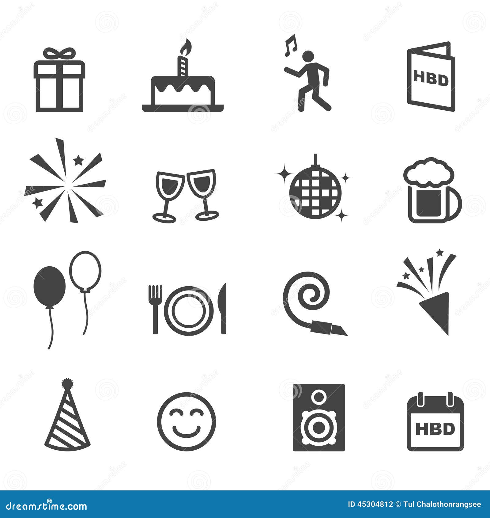 Icones De Fete D Anniversaire Illustration De Vecteur Illustration Du Amusement Assiette