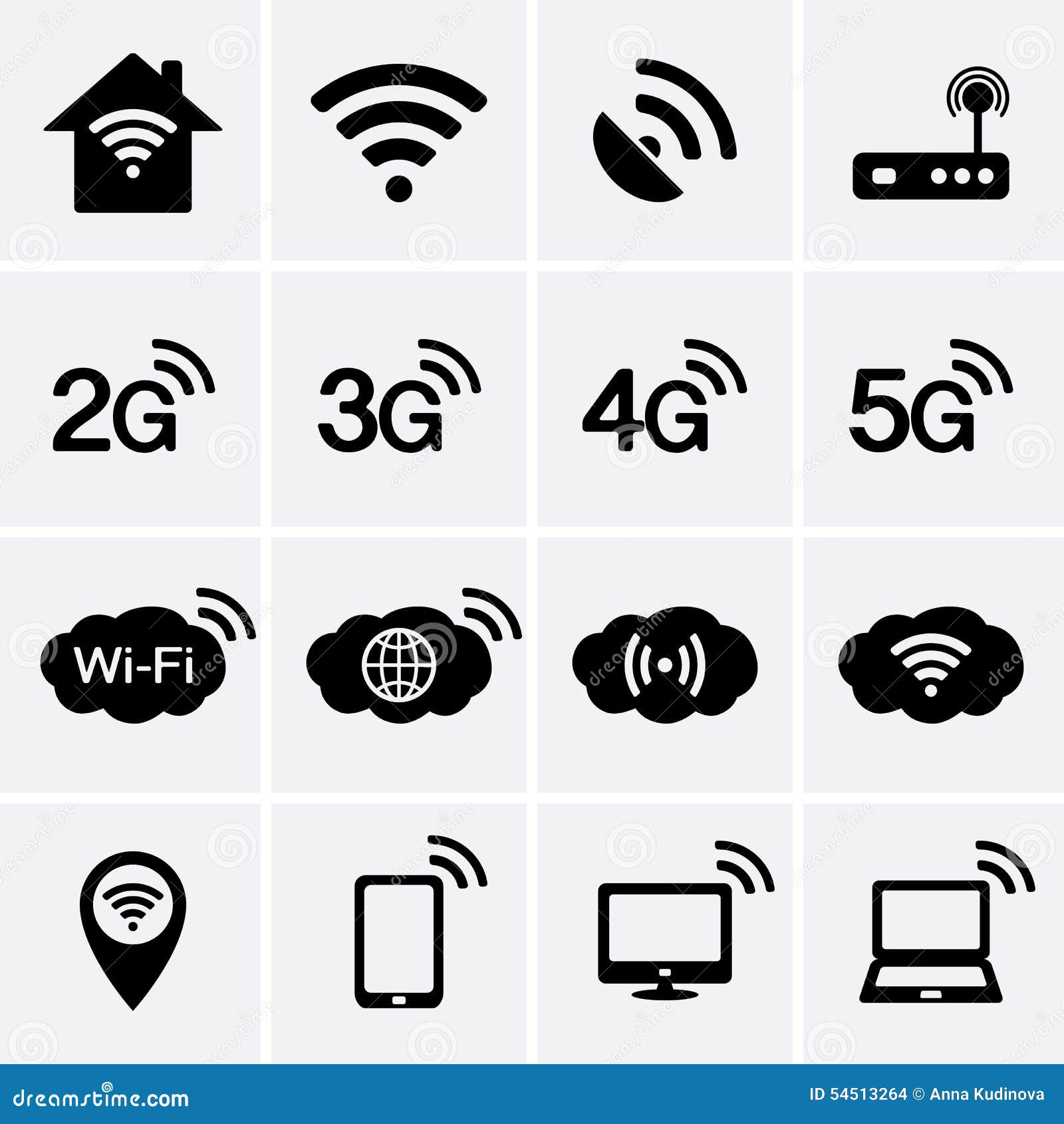 Icônes De Radio Et De Wifi Symboles De La Technologie 2G, 3G, 4G Et 5G  Illustration de Vecteur - Illustration du numérique, dessin: 54513264