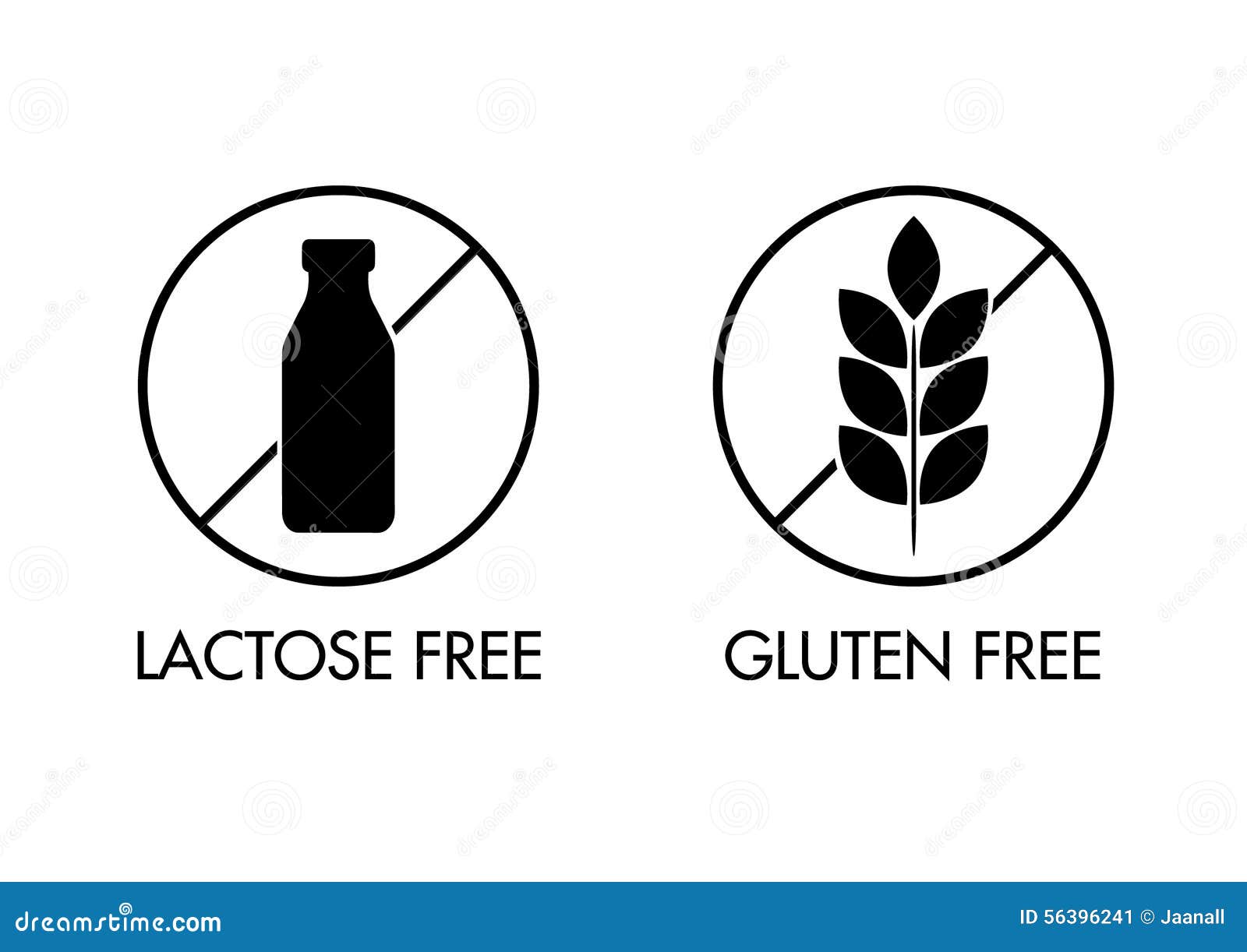 Icônes Gratuites De Lactose Et De Gluten Illustration de Vecteur