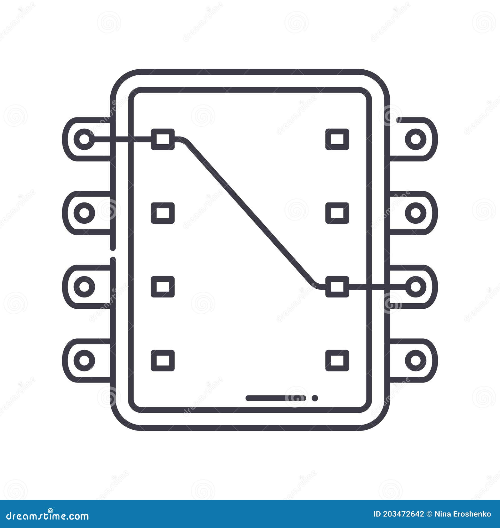 ic socket icon, linear  , thin line , web  sign, outline concept  with editable