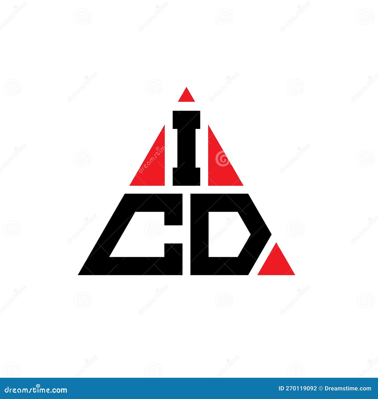 icd triangle letter logo  with triangle . icd triangle logo  monogram. icd triangle  logo template with red