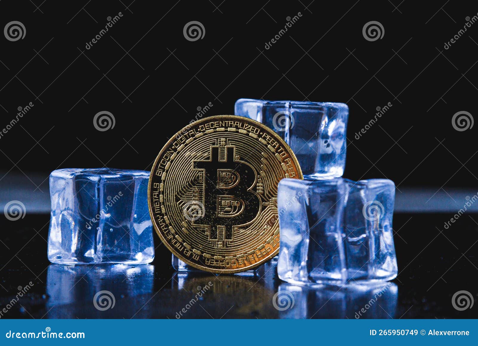 Ice and Bitcoin Coin. Freezing of Cryptocurrency Accounts. Frozen Bitcoin  Coin Stock Image - Image of technology, trade: 265950749
