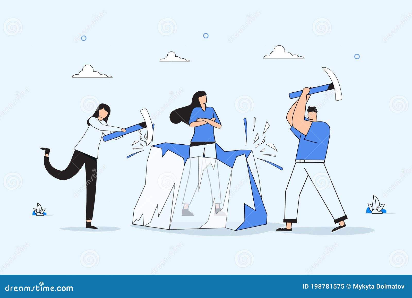 Ice Breaking or Icebreaker Activity, Game and Event. Vector Artwork of a  Group of People Using Sledgehammer To Break it Stock Vector - Illustration  of icebreaker, introduction: 198781575