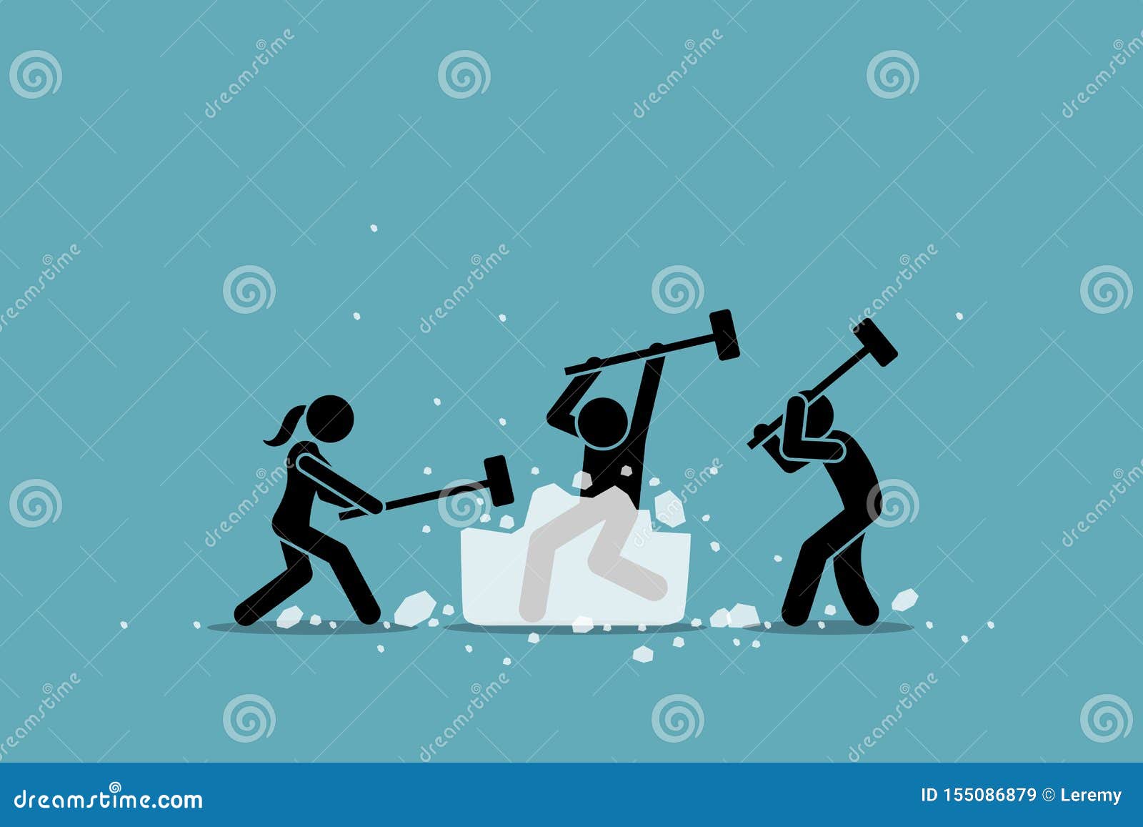 Ice Breaking or Icebreaker Activity, Game and Event. Stock Vector -  Illustration of break, hammer: 155086879