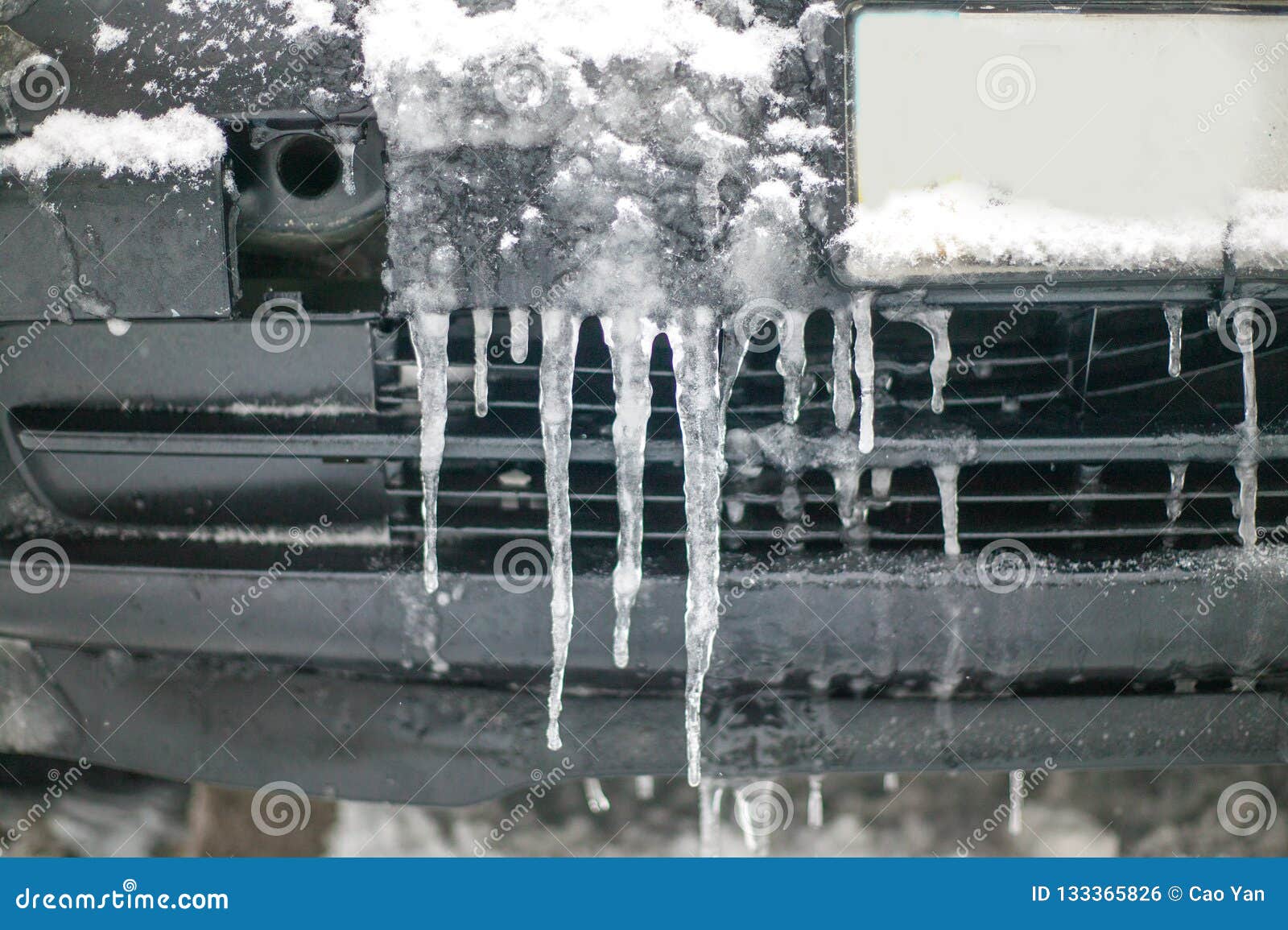 Ice on the Car in the Winter, Frozen Car. Stock Photo Image of