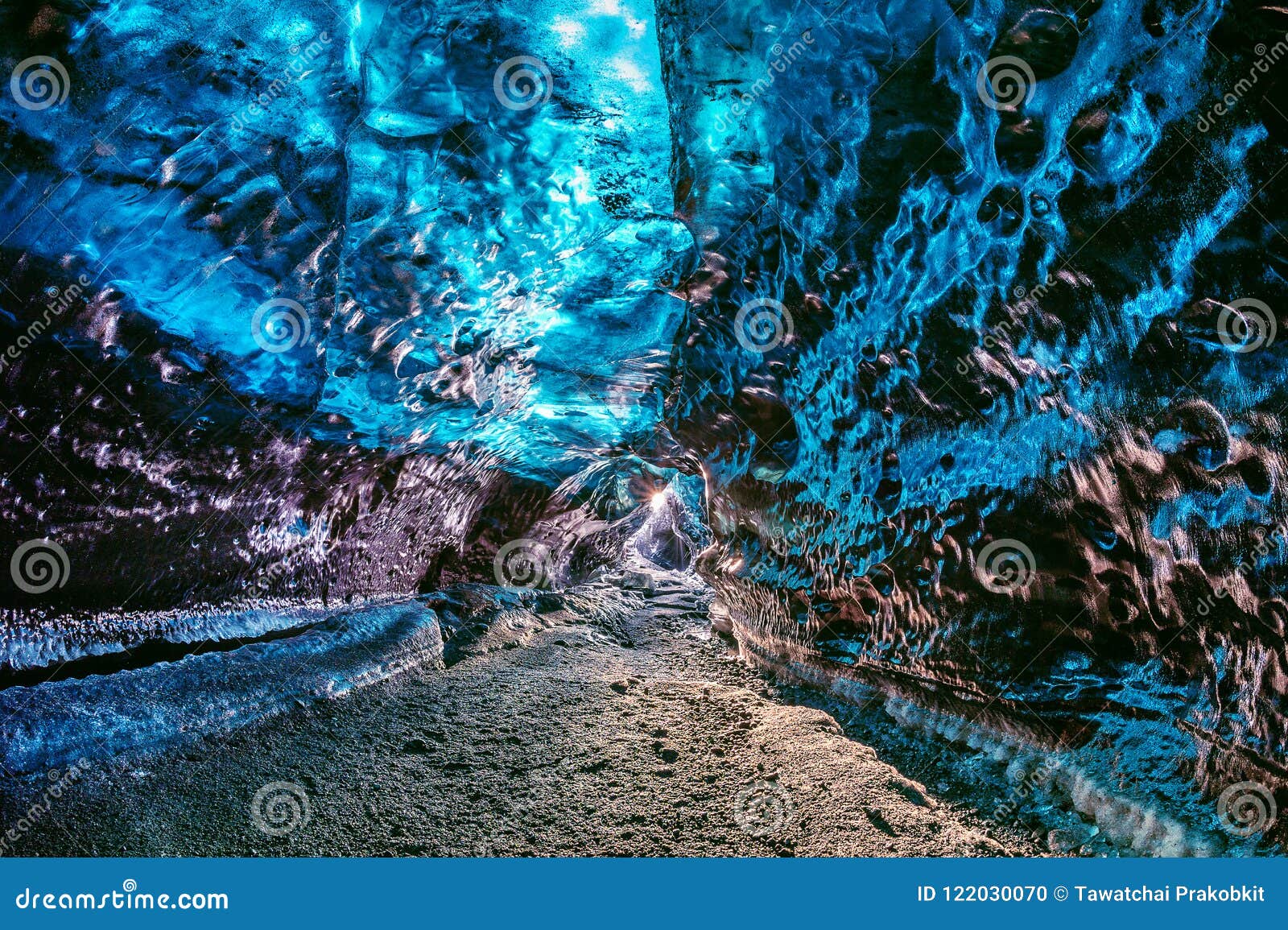 ice cave inside glacier in iceland