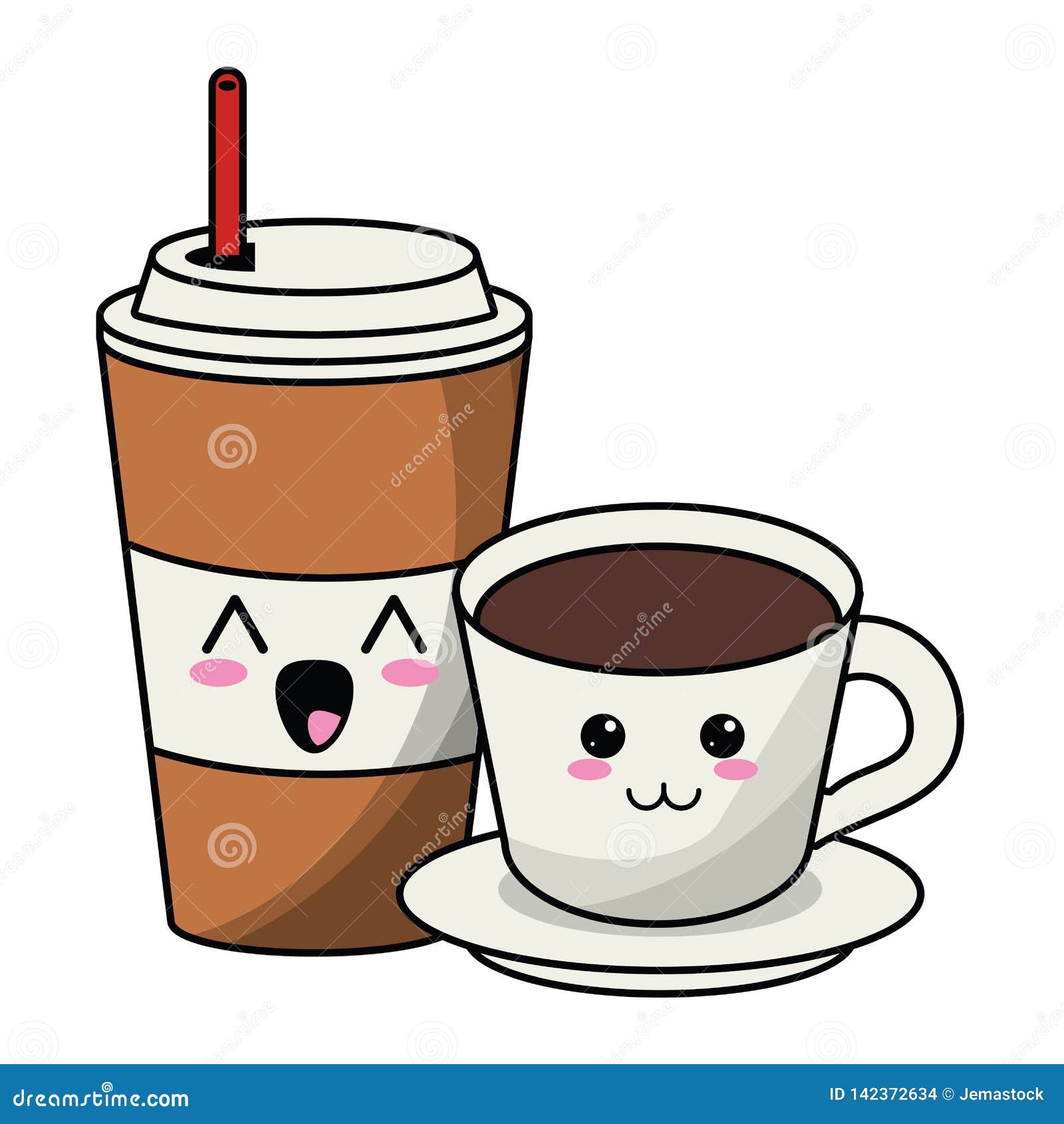 Kawaii Coffee Cup Character In Fun Action Stock Illustration - Download  Image Now - Coffee - Drink, Coffee Cup, Cup - iStock