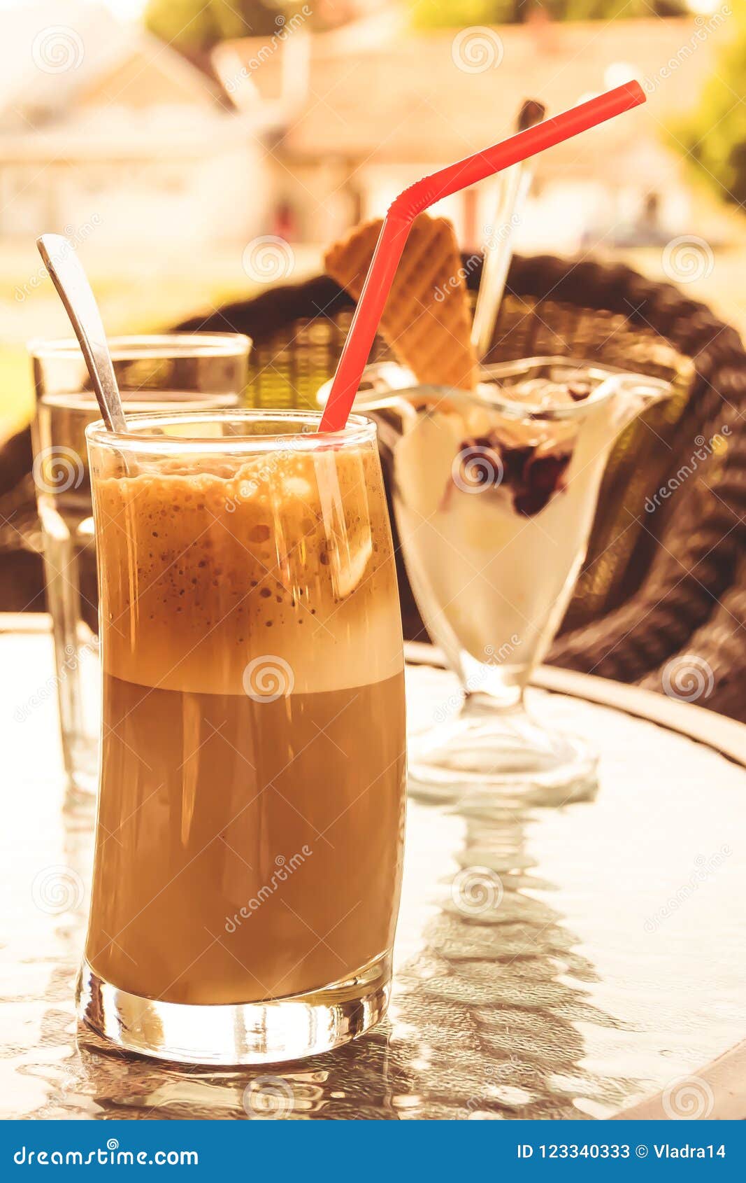 Ice Coffee Frappe with Milk and and Ice Cream. Break Time Stock Image