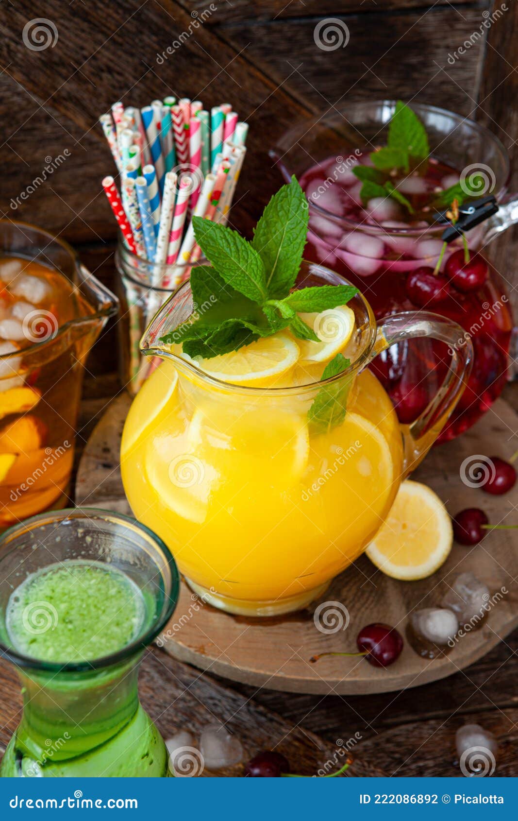 Ice Cold Beverages with Fresh Fruits Stock Photo Image of glass