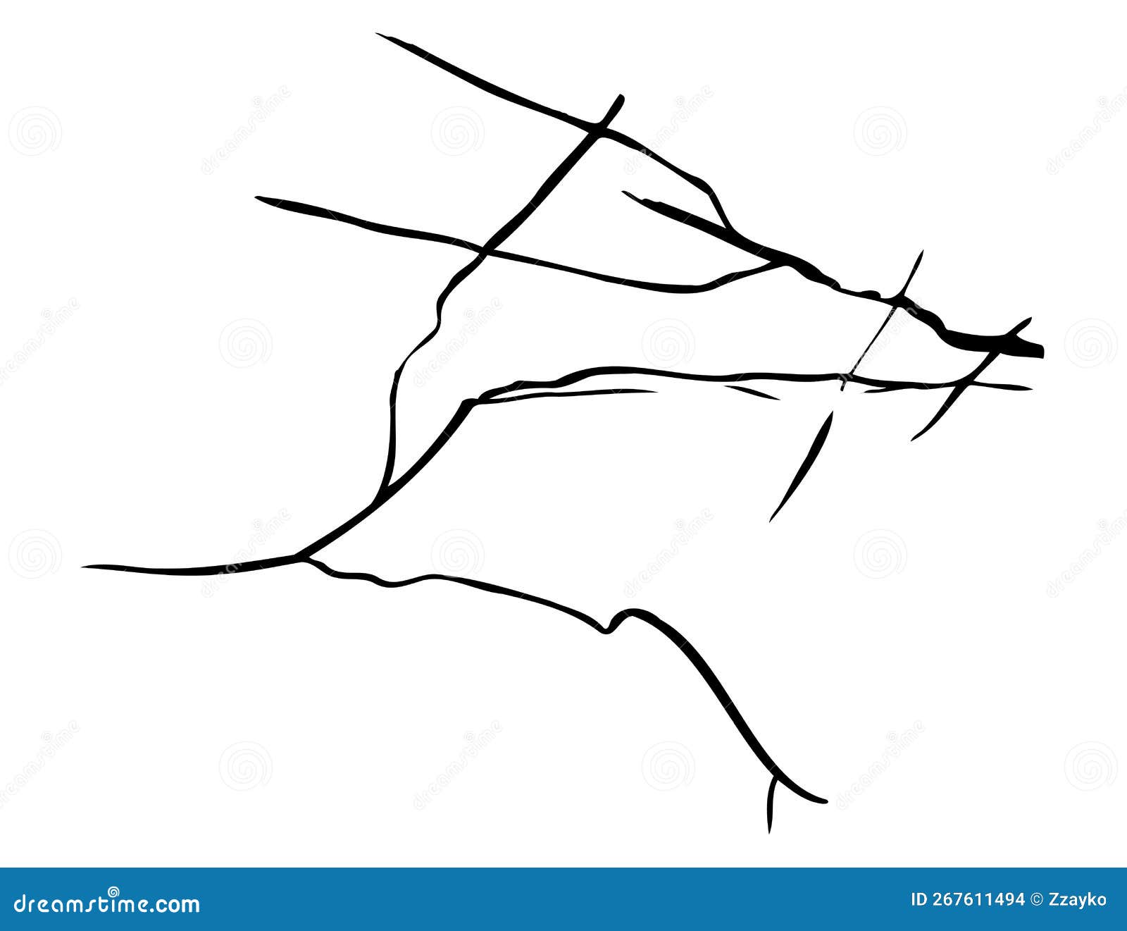 Ice crack realistic sketch Black line isolated no white ~ Clip Art  #231434795