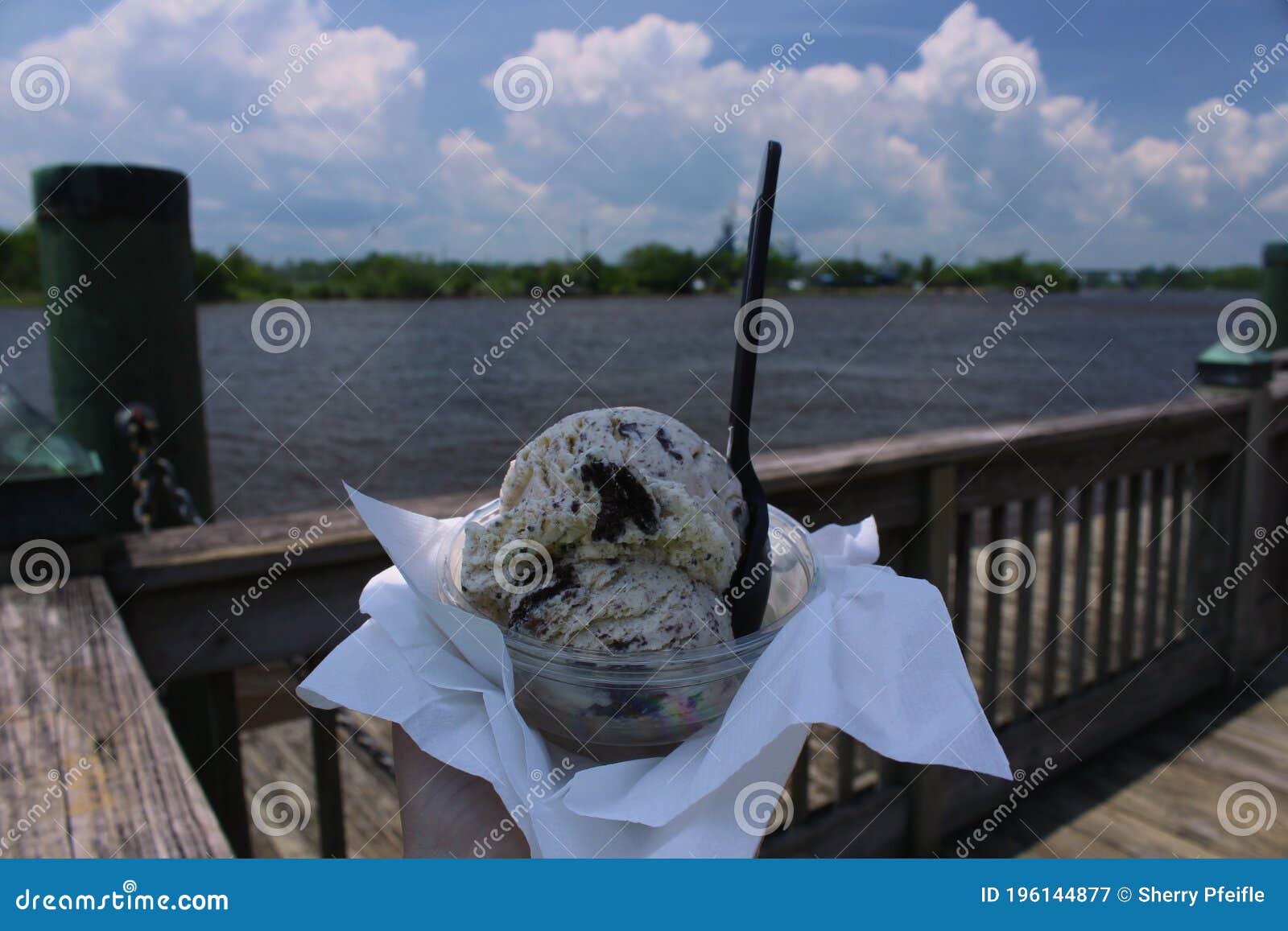 Ice Cream Along the Riverwalk Stock Image Image of delicious, holding