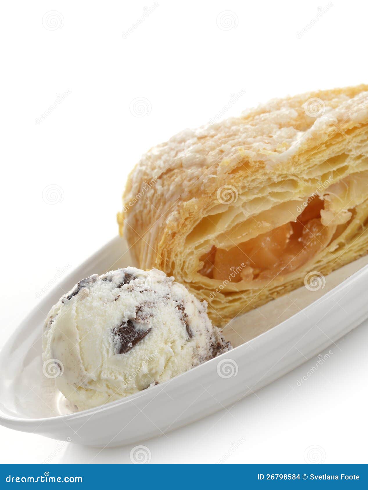 Ice Cream and Apple Strudel Stock Photo Image of apple, dessert 26798584