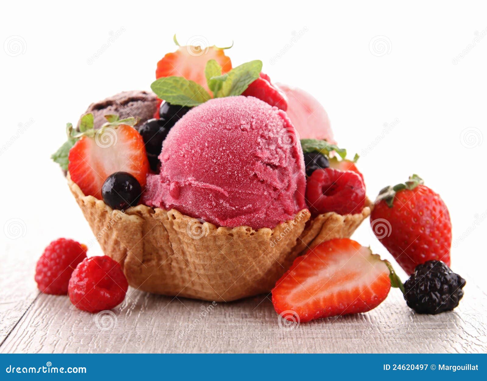 Ice cream and berry fruit stock image. Image of gourmet 24620497