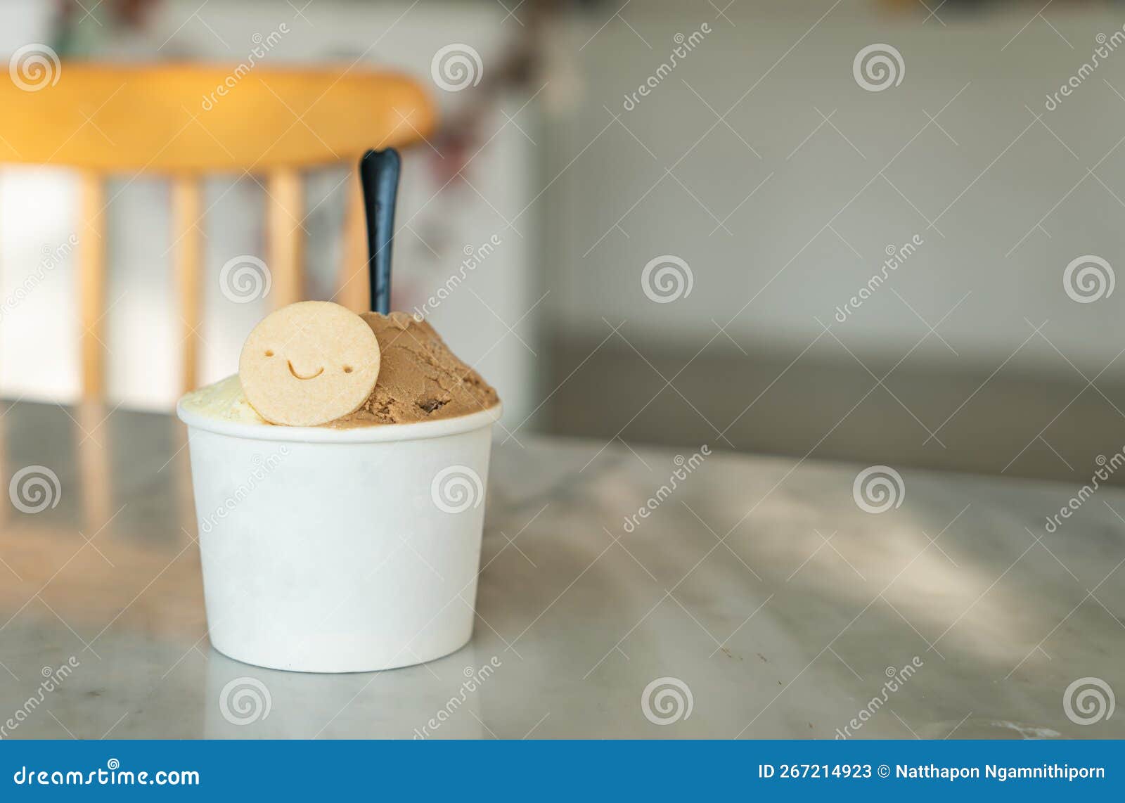 Icecream with Biscuit in Cup Stock Image Image of dessert, caramel