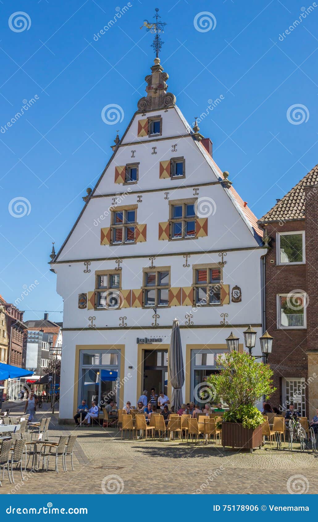 Ice Cream Cafe on the Central Square of Rheine Editorial Photo Image