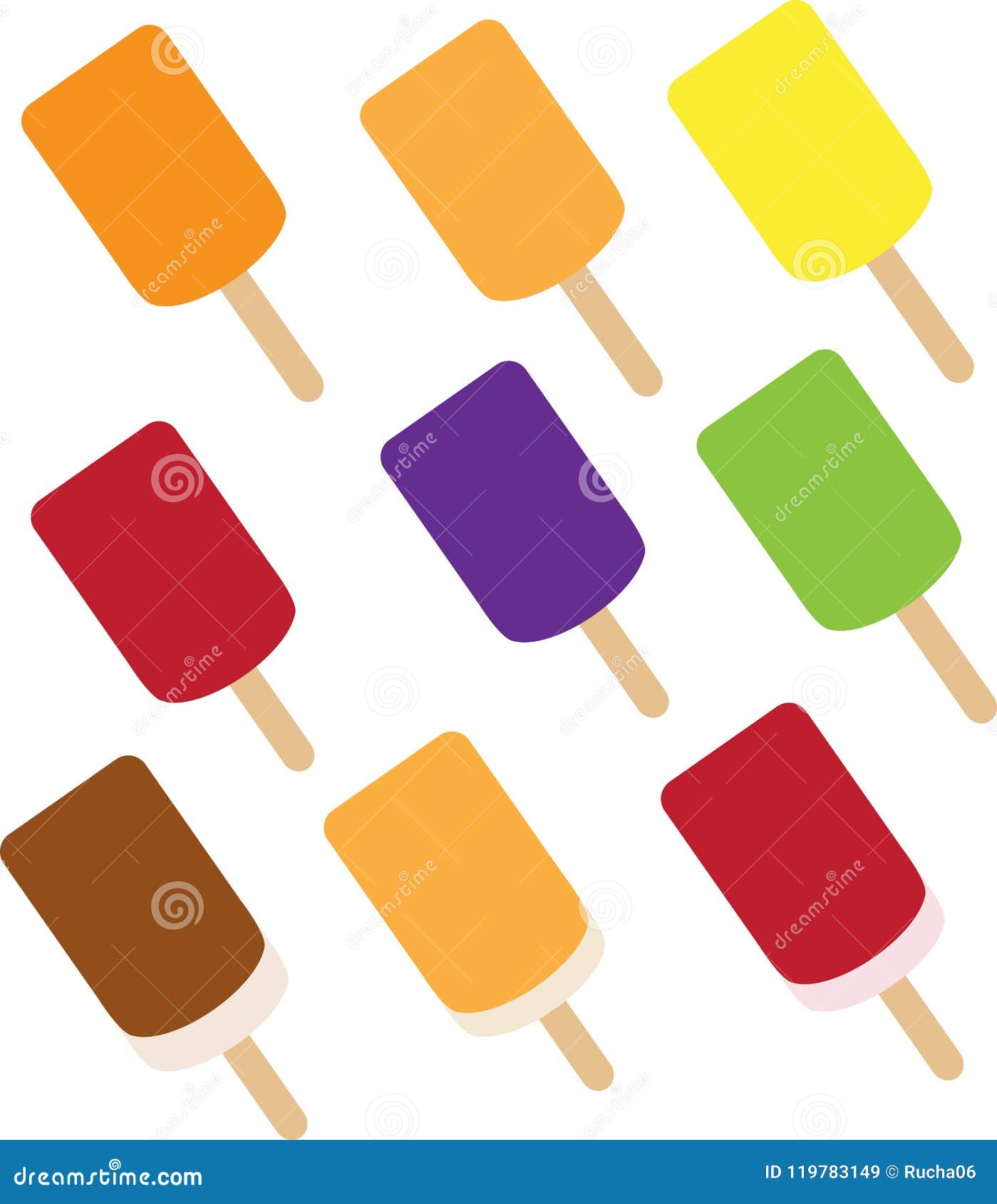 Cool Sweet Watery And Colorful Ice Cream Candies Stock Vector Illustration Of Elements Orange