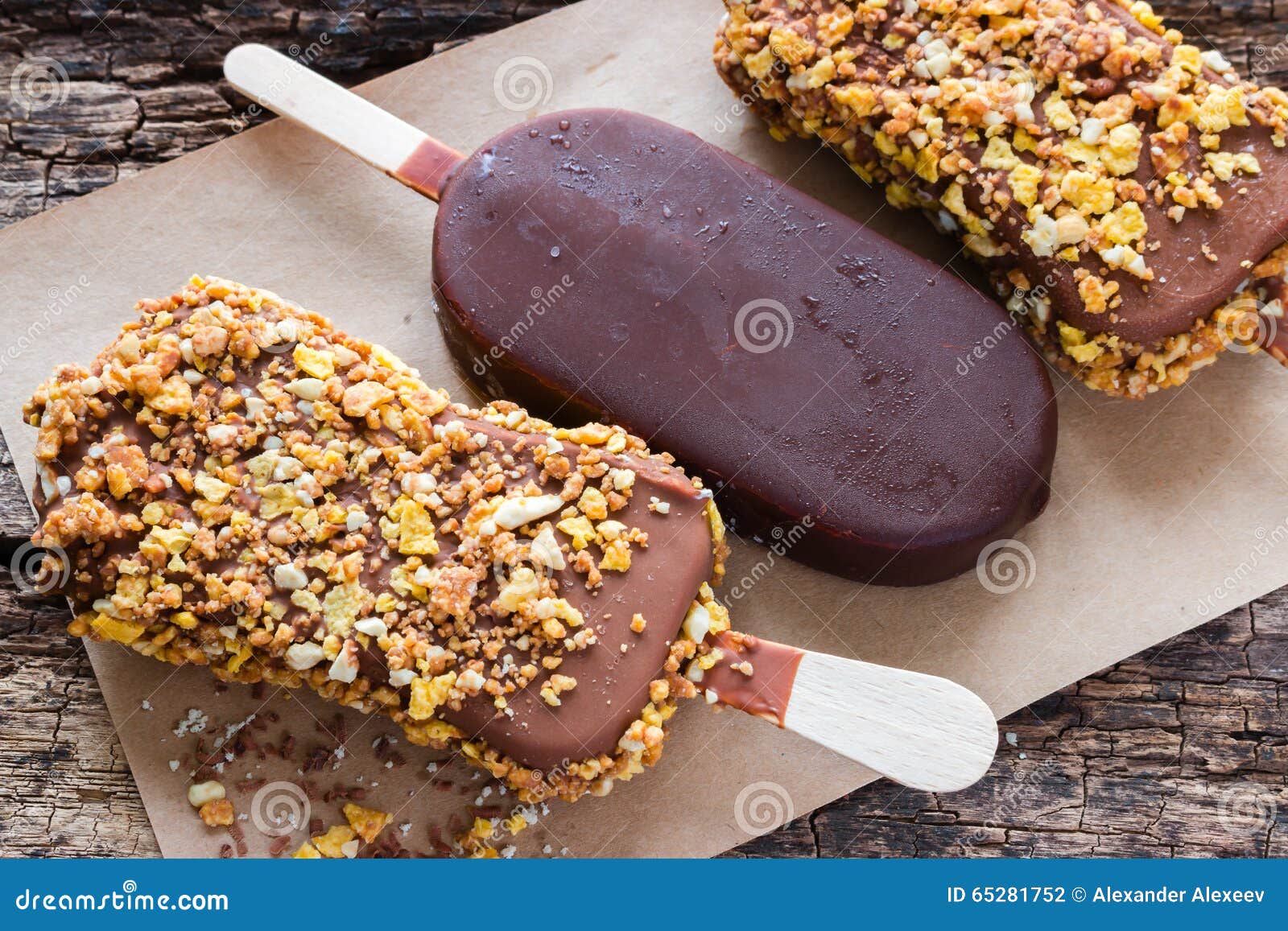 Ice Cream With Chocolate And Nuts Stock Photo - Image of popsicles ...