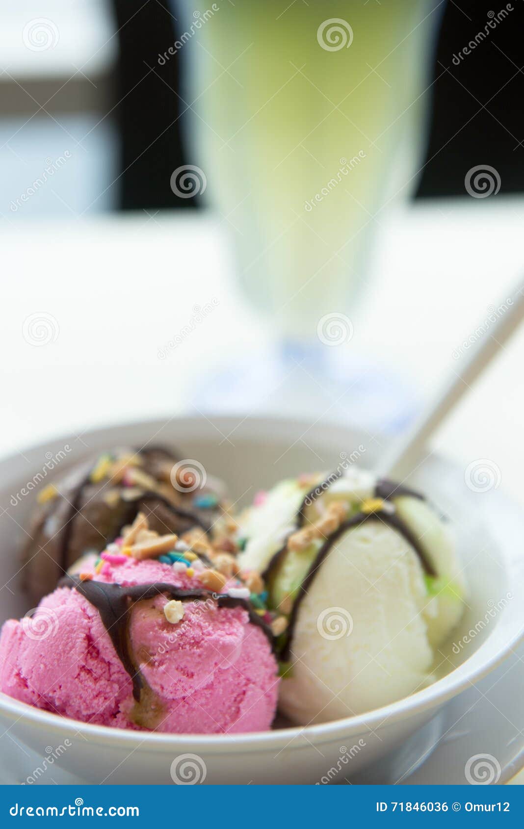 Ice Cream Colored Balls and Apple Juice Stock Photo Image of dairy