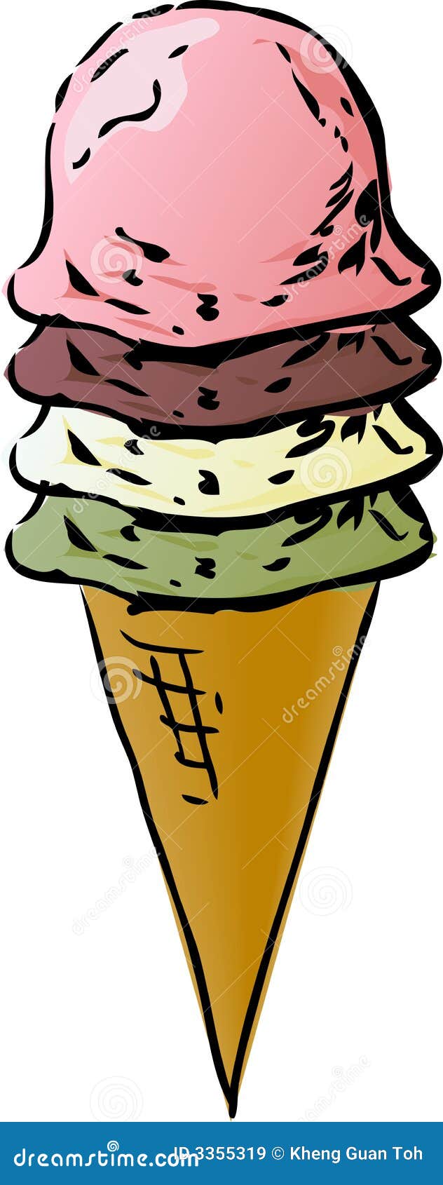 Ice cream cone stock vector. Illustration of cones, hand - 3355319