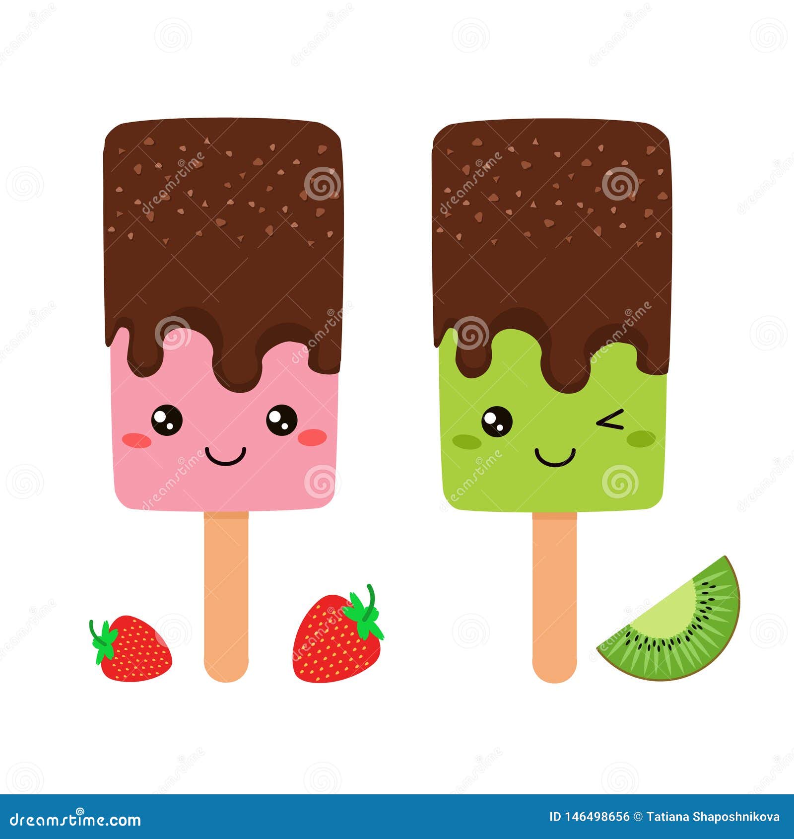 Ice Cream Cone Doodle in Bright Cartoon Style on a White Background Stock Vector Illustration