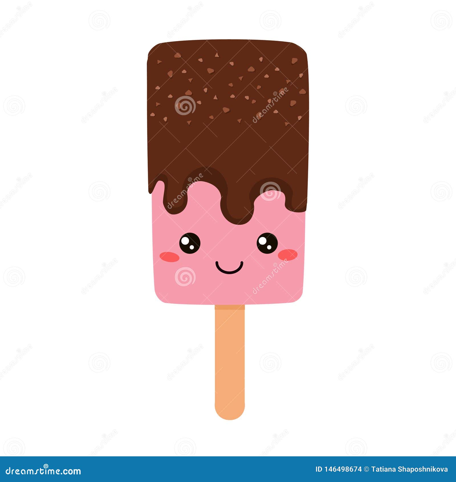 Ice Cream Cone Doodle in Bright Cartoon Style on a White Background Stock Vector Illustration