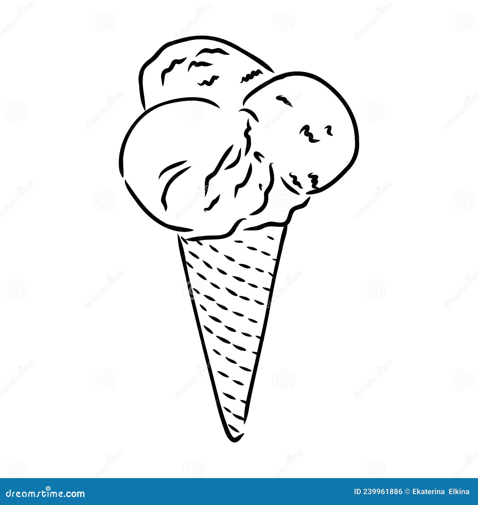 Ice Cream Cone Doodle Ice Cream Vector Stock Vector Illustration of waffle, sweet 239961886
