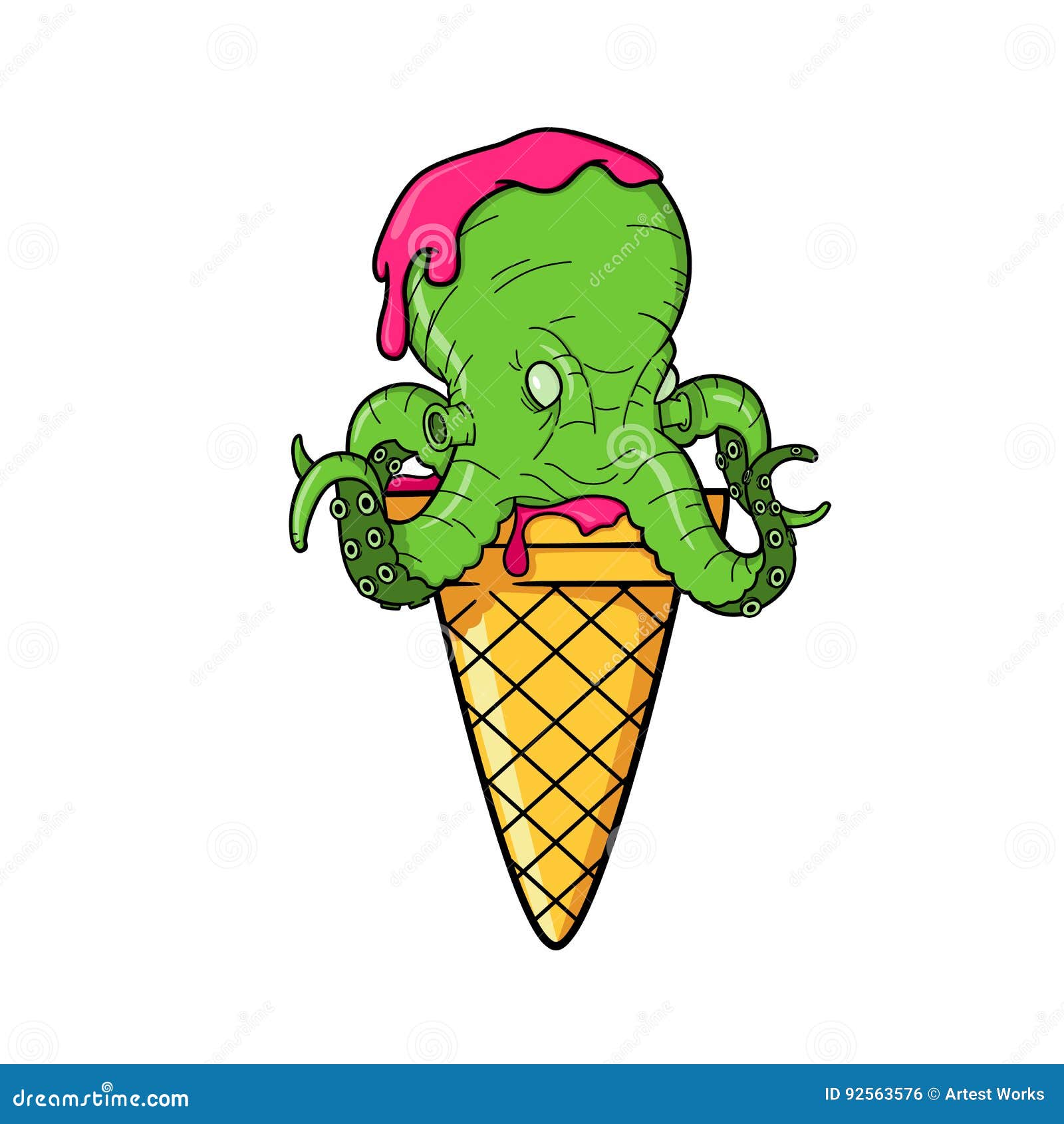 Ice Cream Cone Octopus stock vector. Illustration of octopus 92563576