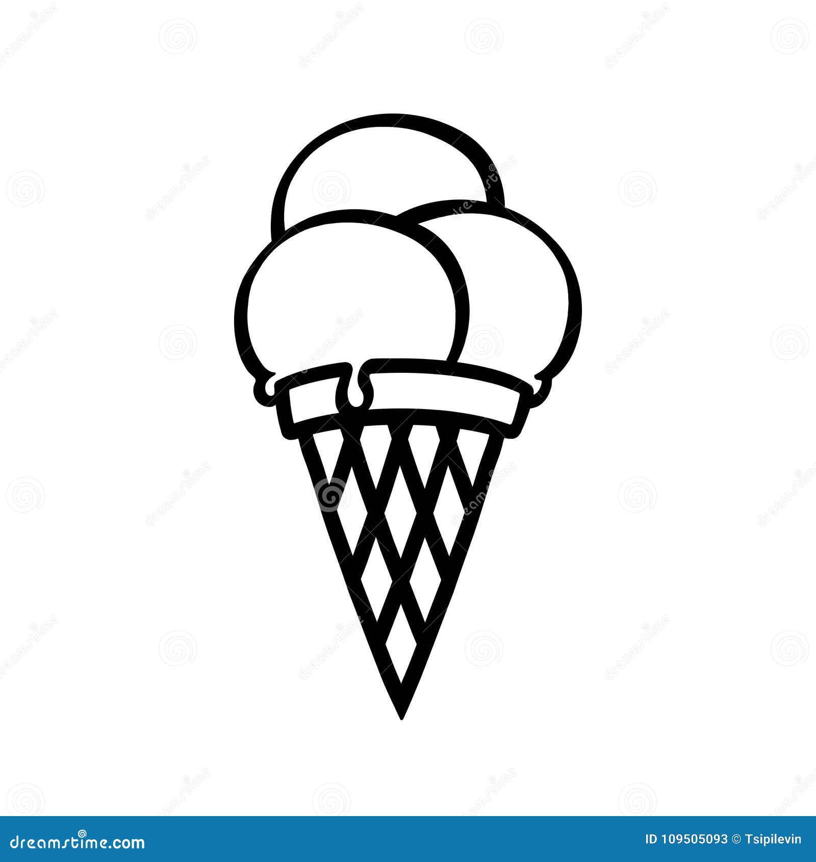 Ice Cream Cone Outline Illustration Stock Illustration Illustration Of White Creamy