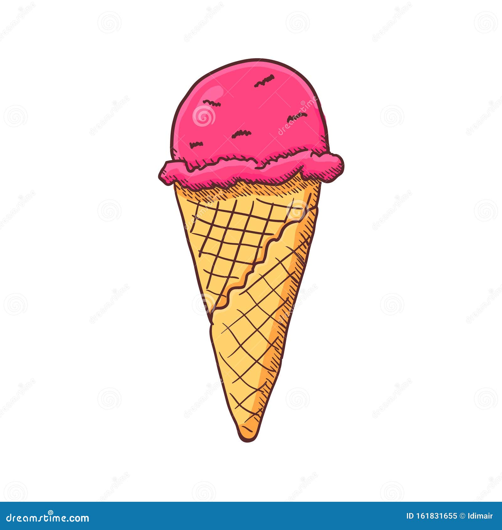 Ice Cream Cone Sketch. Hand Drawn. Vector Stock Vector Illustration
