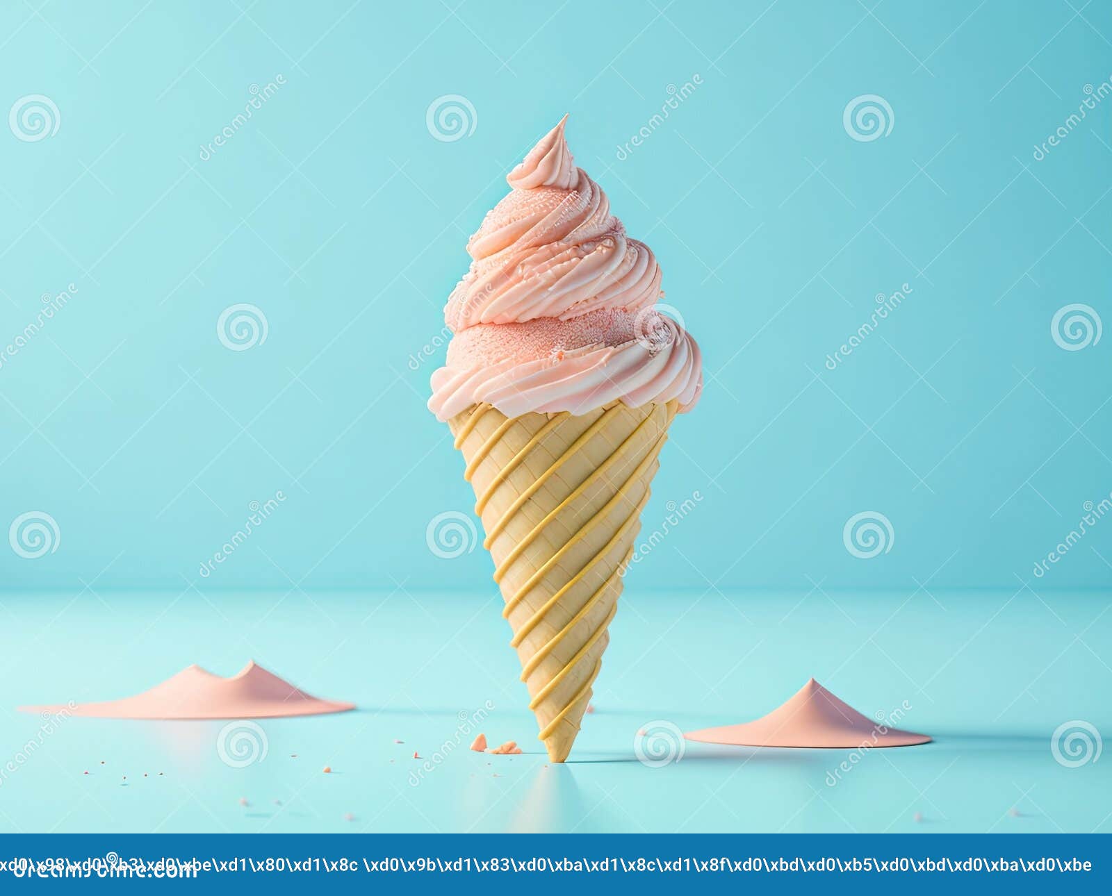 Ice Cream Cone Sweet Dessert Studio Shot. Ai Generative Stock