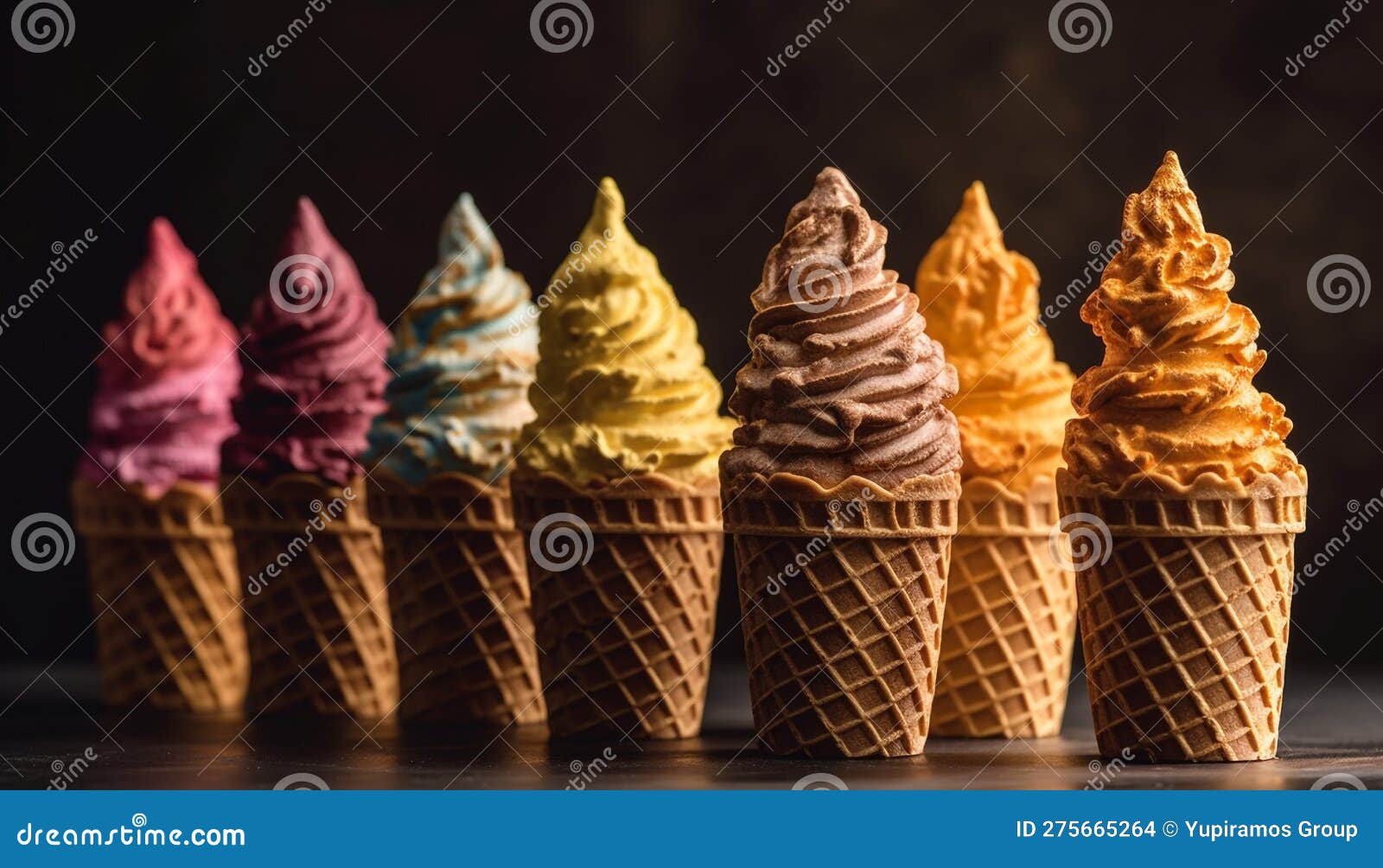 Ice Cream Cone, a Sweet Indulgence Generated by AI Stock Photo Image