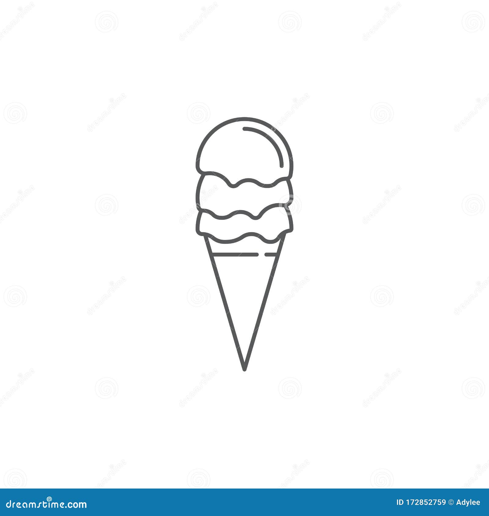 Ice Cream Cone Vector Icon Symbol Isolated on White Background Stock